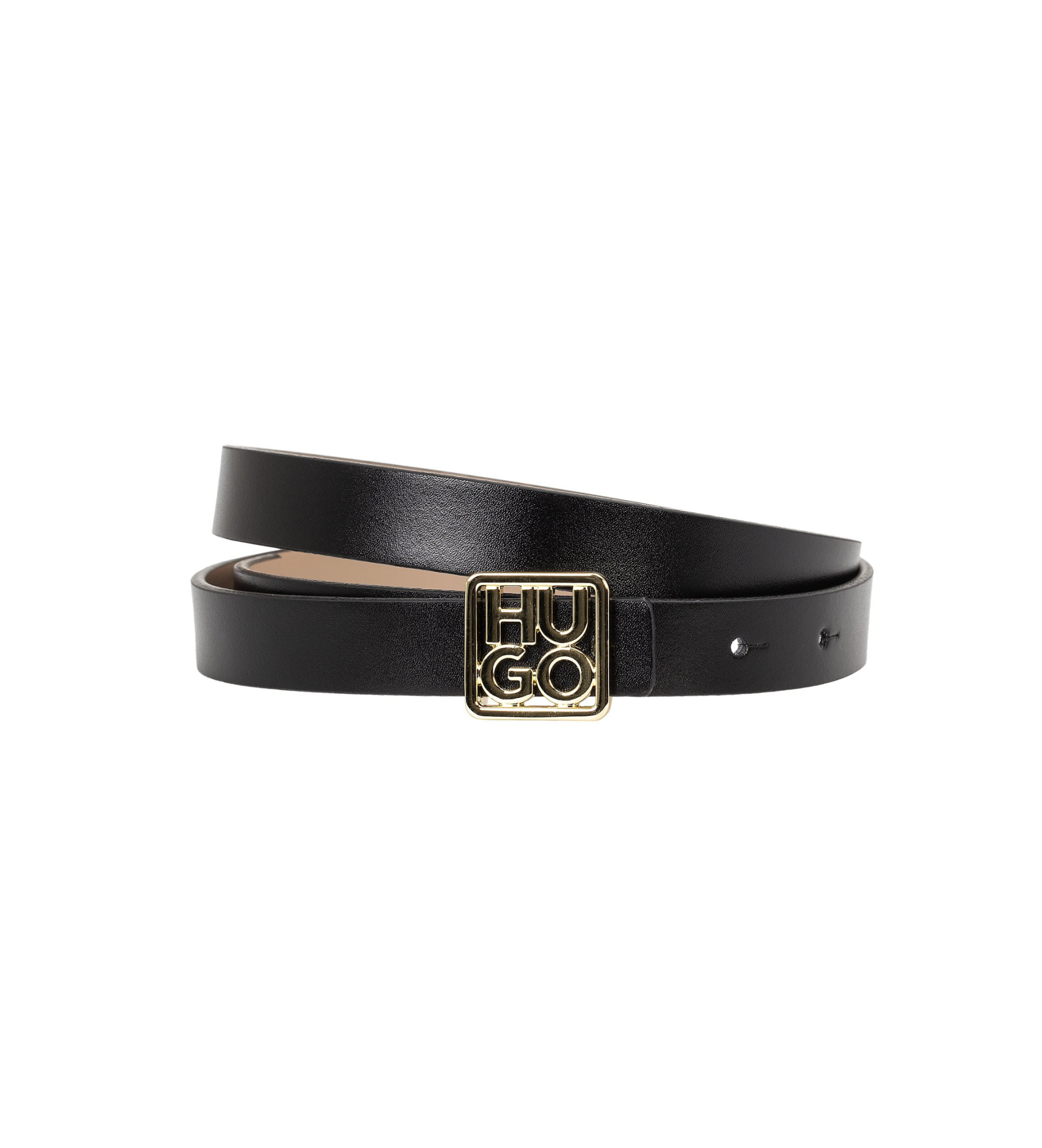HUGO für Damen. 50558814 Petrissa Gürtel schwarz (75cm), Lässig, Leder