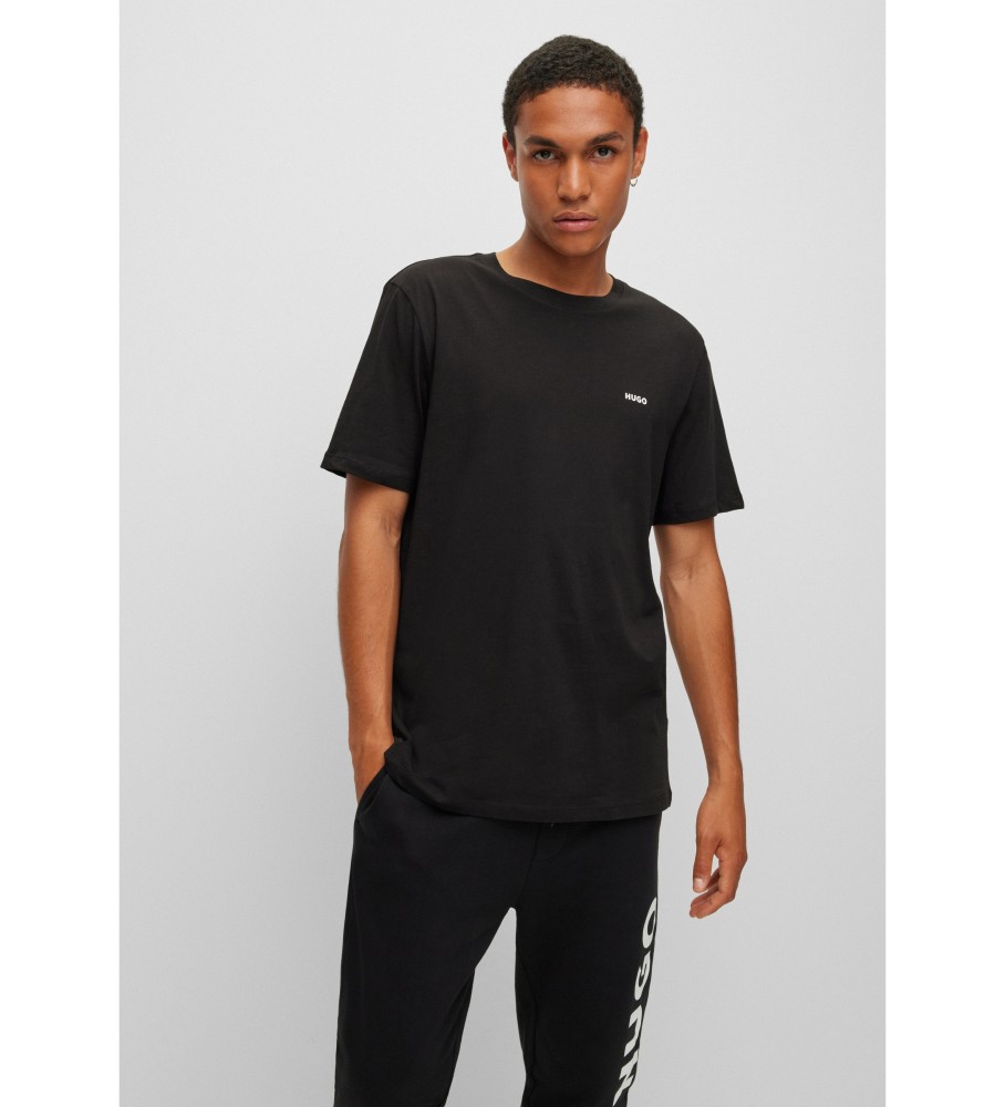 HUGO für Herren. 50466158 Dero T-shirt schwarz (L), Lässig, Baumwolle, Kurzarm, Nachhaltig