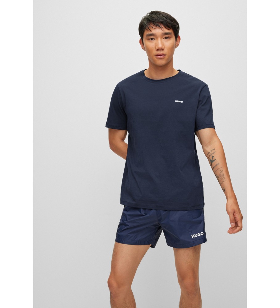 HUGO für Herren. 50466158 Dero navy T-Shirt (S), Lässig, Baumwolle, Kurzarm, Nachhaltig, Marine
