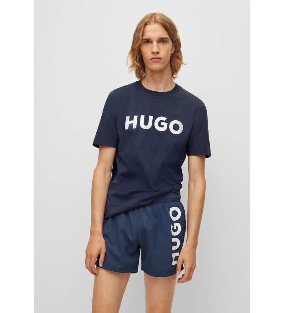 HUGO für Herren. 50467556 T-Shirt Dulivio navy (S), Lässig, Baumwolle, Kurzarm, Nachhaltig, Marine