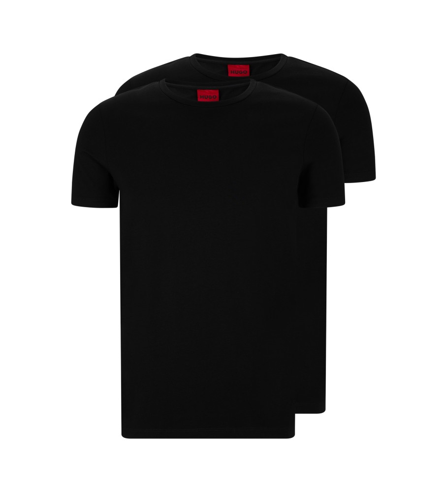 HUGO für Herren. 50325440 2er-Pack schwarze runde T-Shirts (S), Lässig, Baumwolle, Kurzarm, Nachhaltig