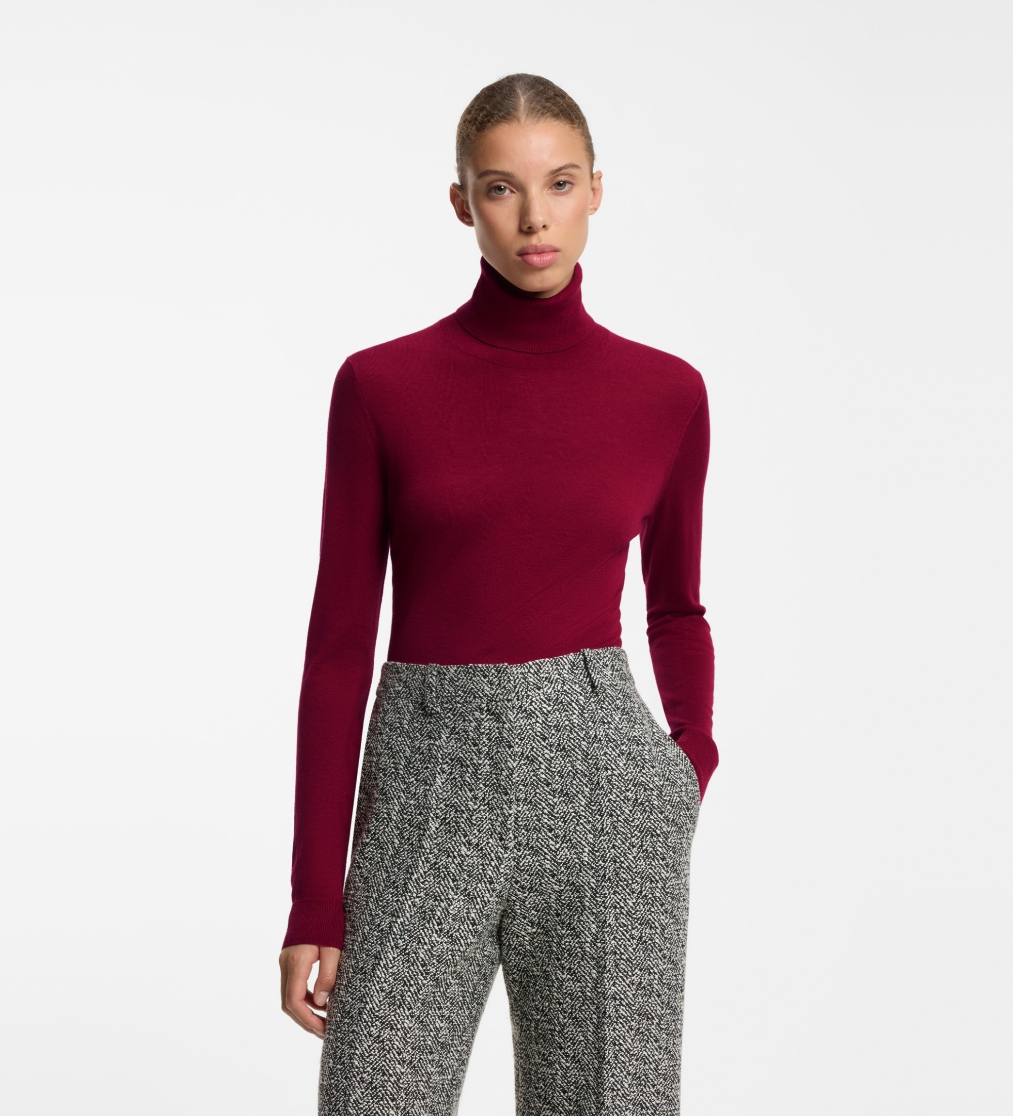 HUGOvoor vrouwen. 50569403 Trui Sedennina rood (S), Wol, Klassiek