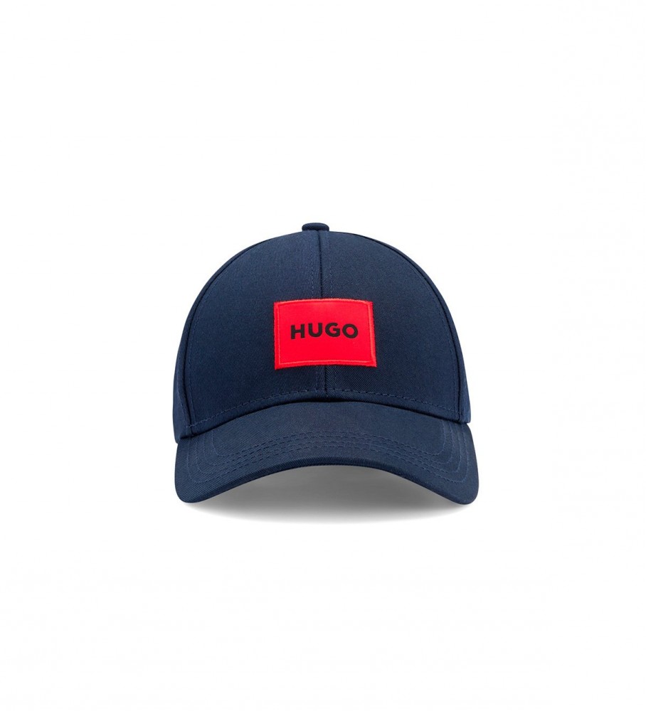 HUGO für Herren. 50492745 Navy Label-Mütze (OSFA), Lässig, Baumwolle, Marine