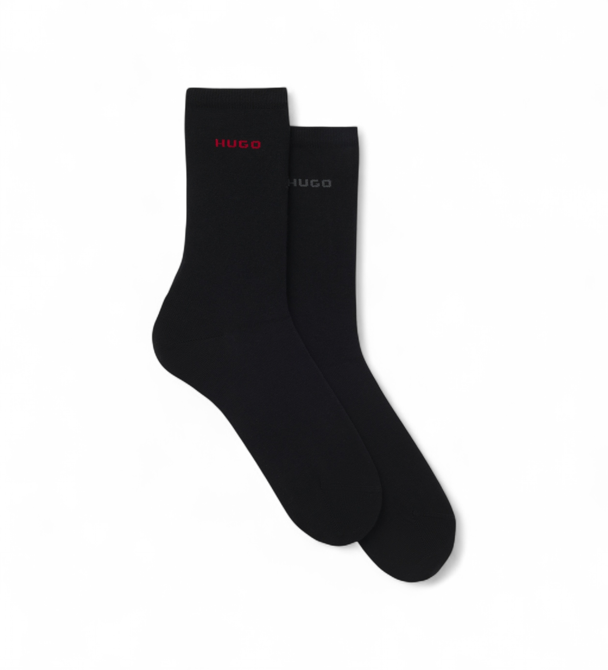 HUGO für Damen. 50566511 Set 2 Paar Socken Uni Logo schwarz (35-38), Heimtextilien, Baumwolle