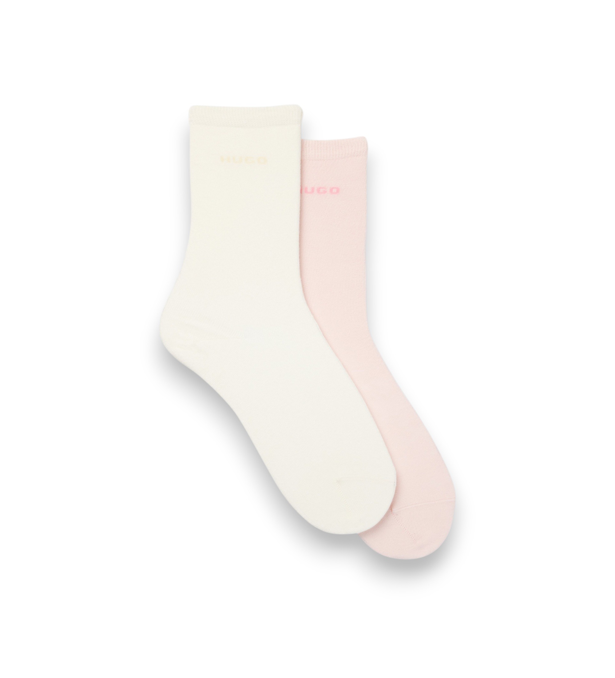 HUGO für Damen. 50566511 Set 2 Paar Socken Uni Logo weiß, rosa (39-42), Heimtextilien, Baumwolle