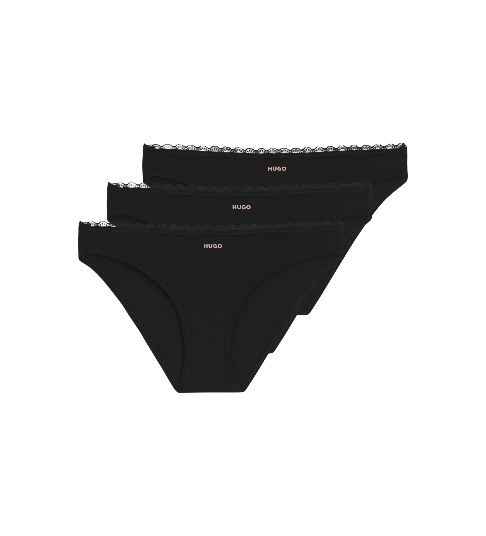 HUGO für Damen. 50566738 Set 3 Slips Micro schwarz (M), Heimtextilien, Polyamid