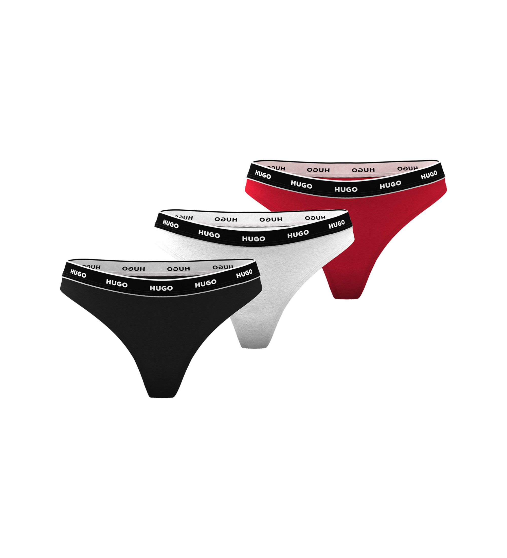 HUGO für Damen. 50545680 Set 3 Tangas mit Logo rot, weiß, schwarz (XS), Heimtextilien, Baumwolle
