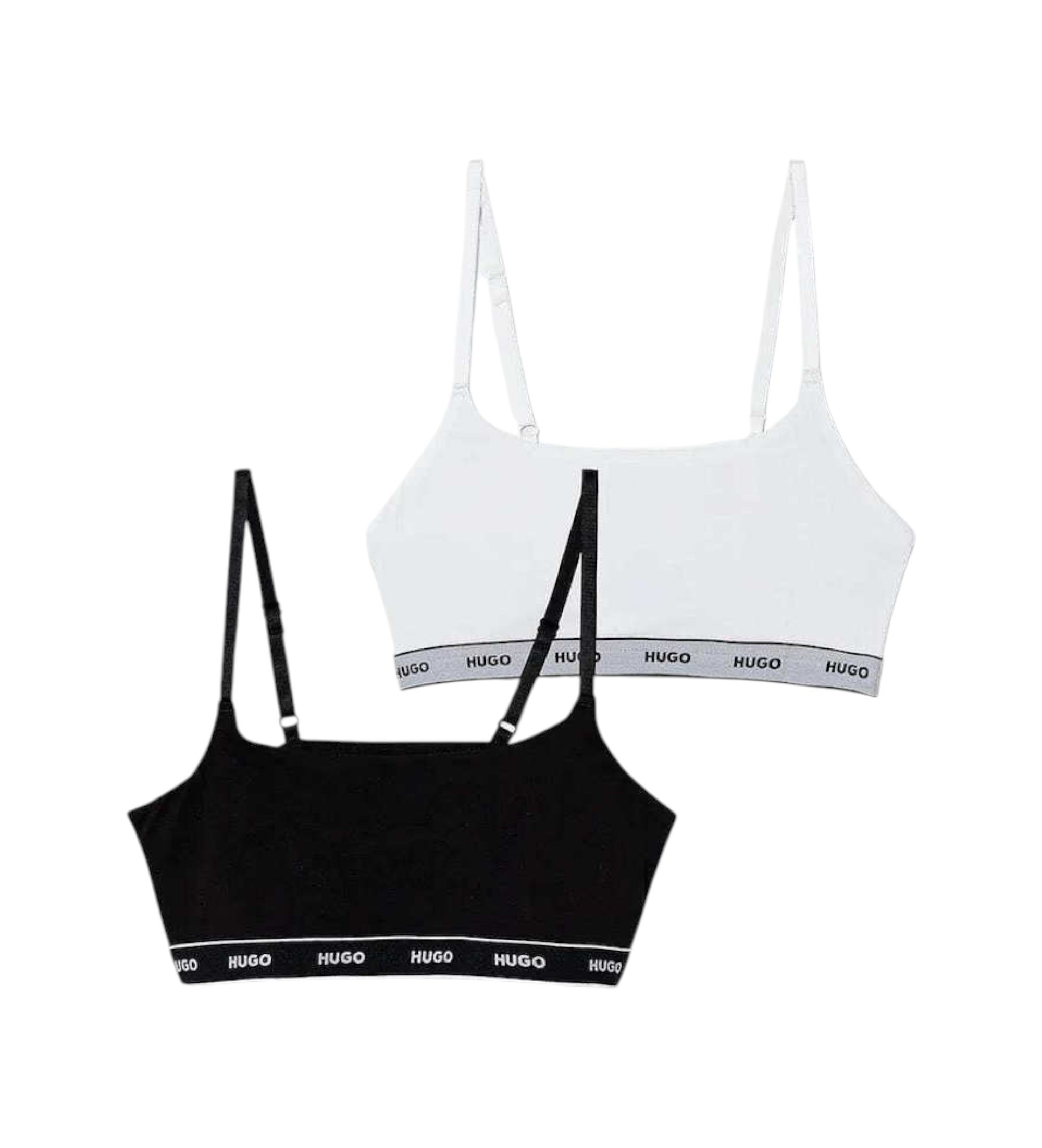HUGO für Damen. 50545691 2er-Set Logo-BHs weiß, schwarz (XS), Heimtextilien, Baumwolle