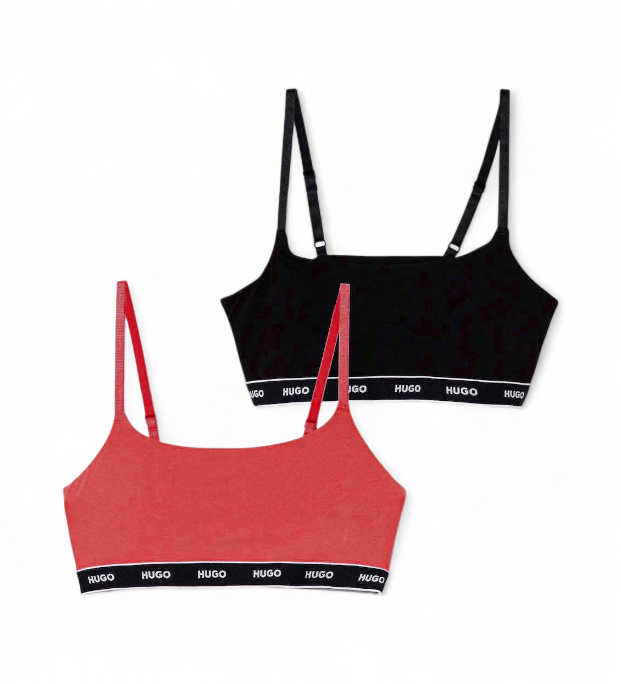 HUGO für Damen. 50545691 Set aus zwei BHs schwarz, rot (XS), Heimtextilien, Baumwolle