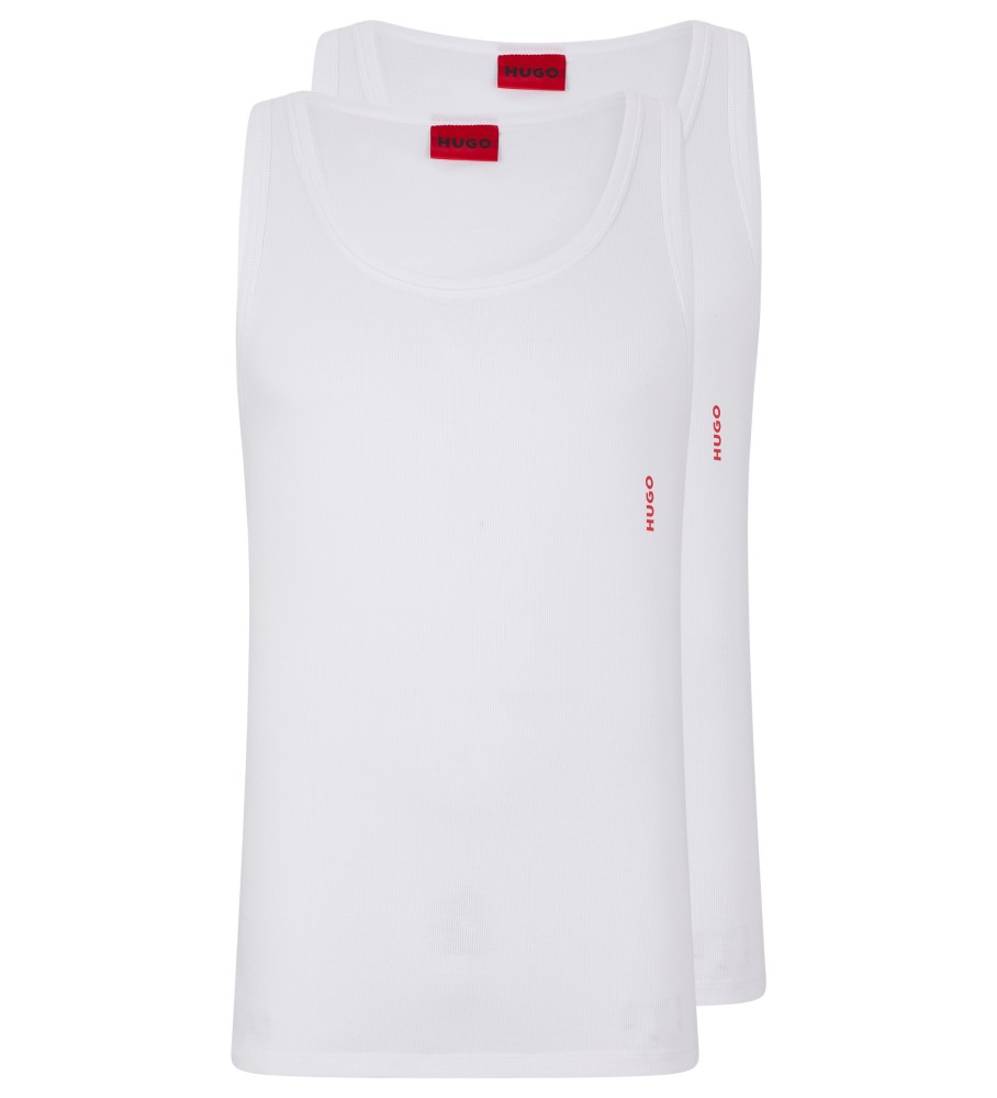 HUGOvoor mannen. 50469778 Set van 2 witte logo-vesten (S), Homewear, Katoen