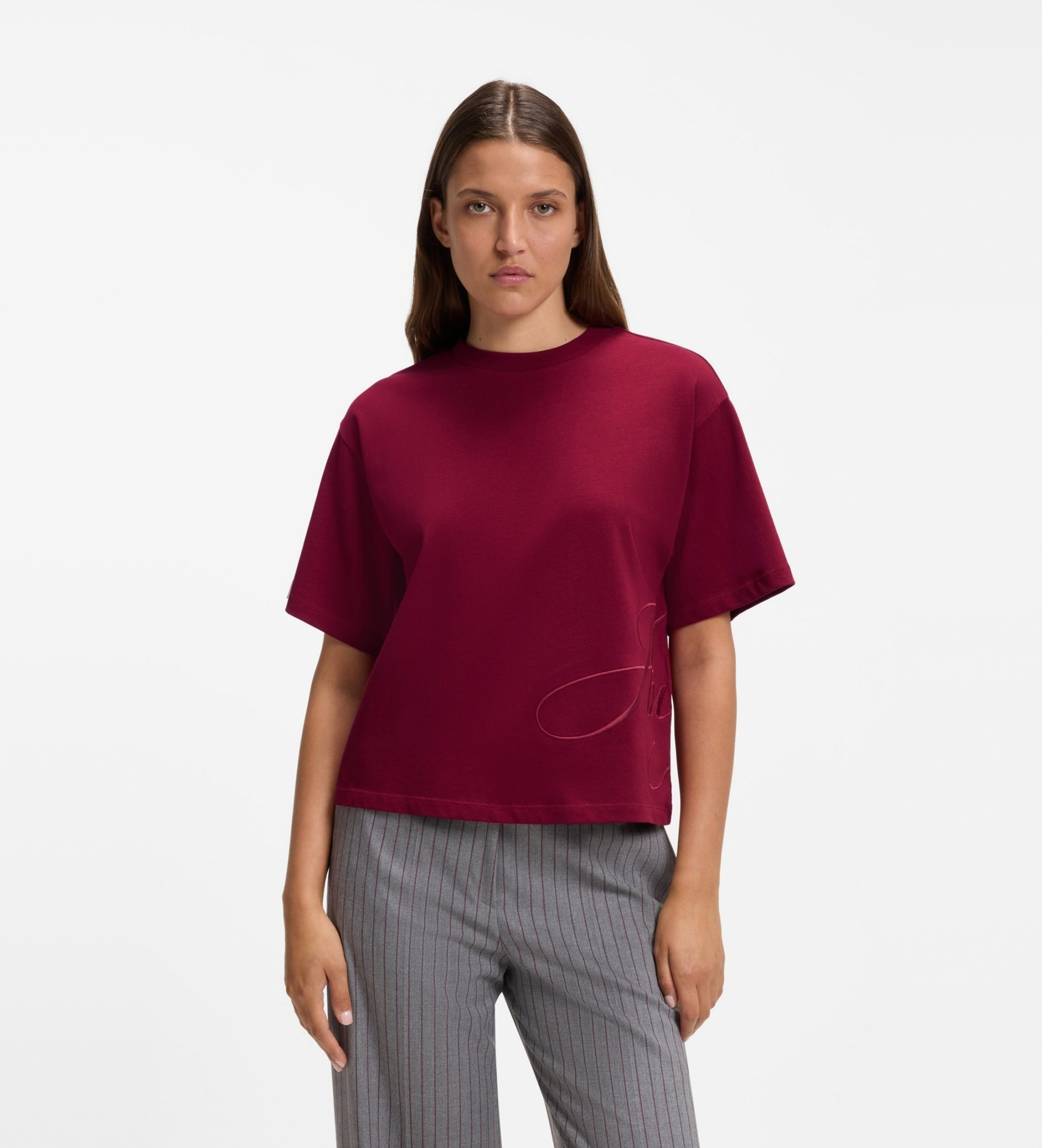 HUGO für Damen. 50570677 Top Duslant rot (S), Lässig, Baumwolle, Kurzarm