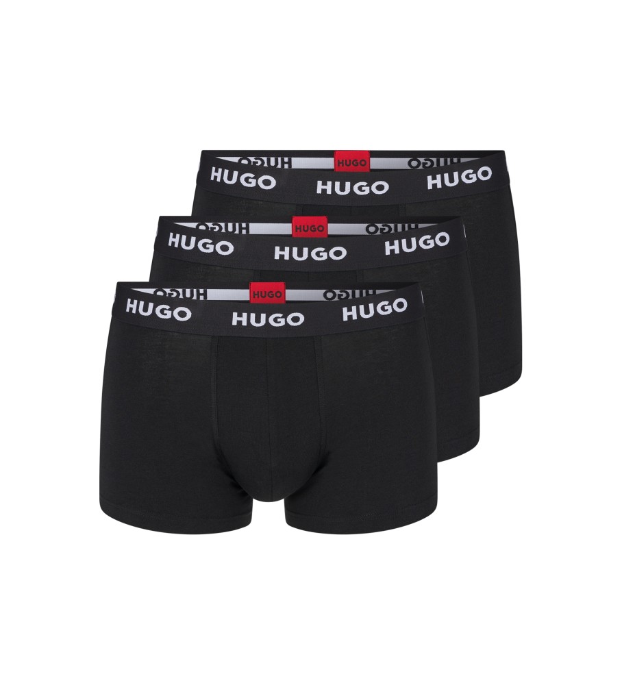 HUGO für Herren. 50469786 3er Pack 3 Logo Stretch Boxershorts schwarz (XL), Heimtextilien, Baumwolle