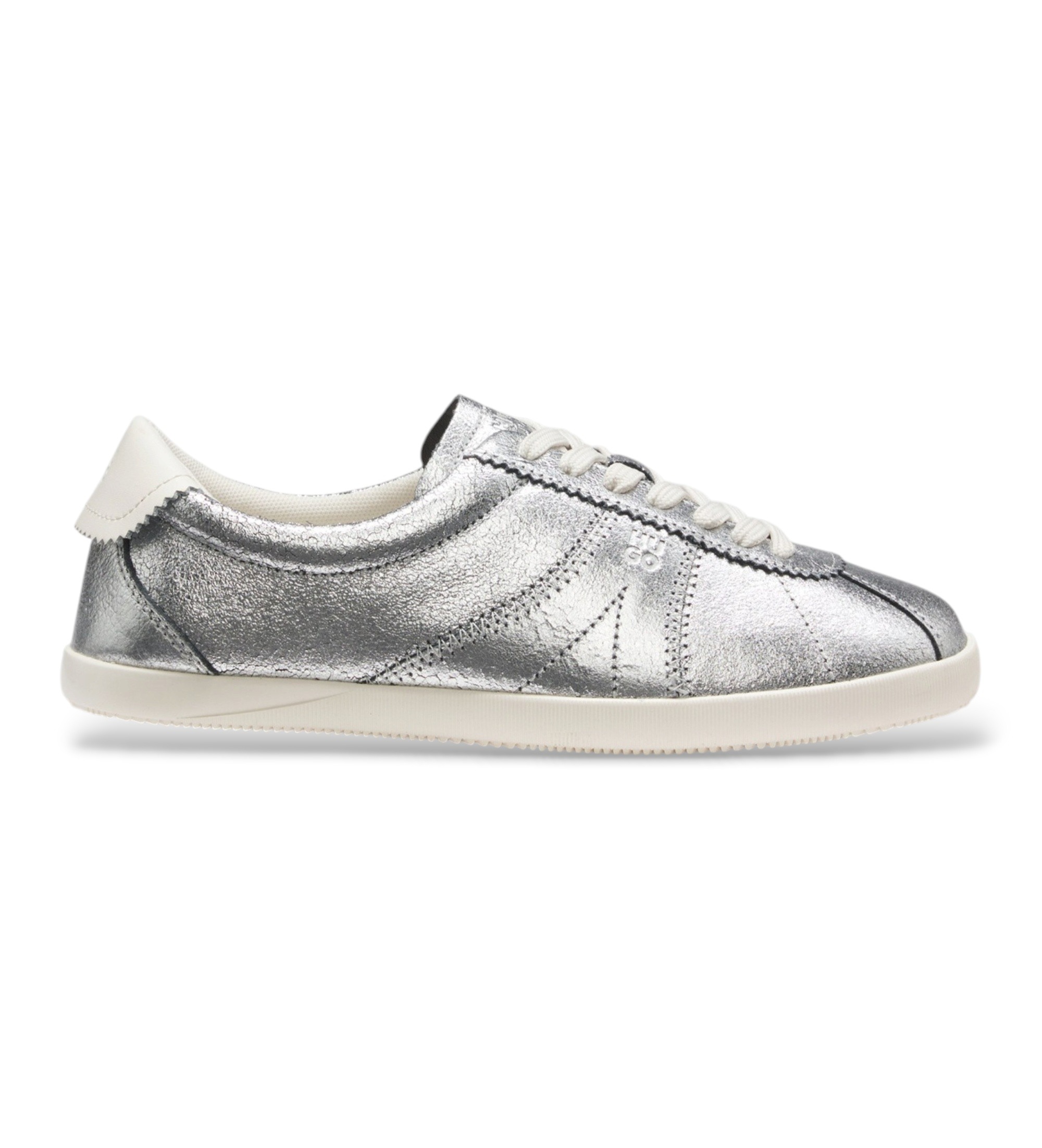 HUGO für Damen. 50569342 Sneaker Serenata silber (40), Leder, Wohnung, Schnürsenkel, Lässig