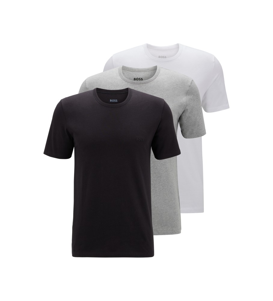 BOSS für Herren. 50475284 3er Pack T-Shirts RN Classic schwarz, weiß, grau (S), Lässig, Baumwolle, Kurzarm