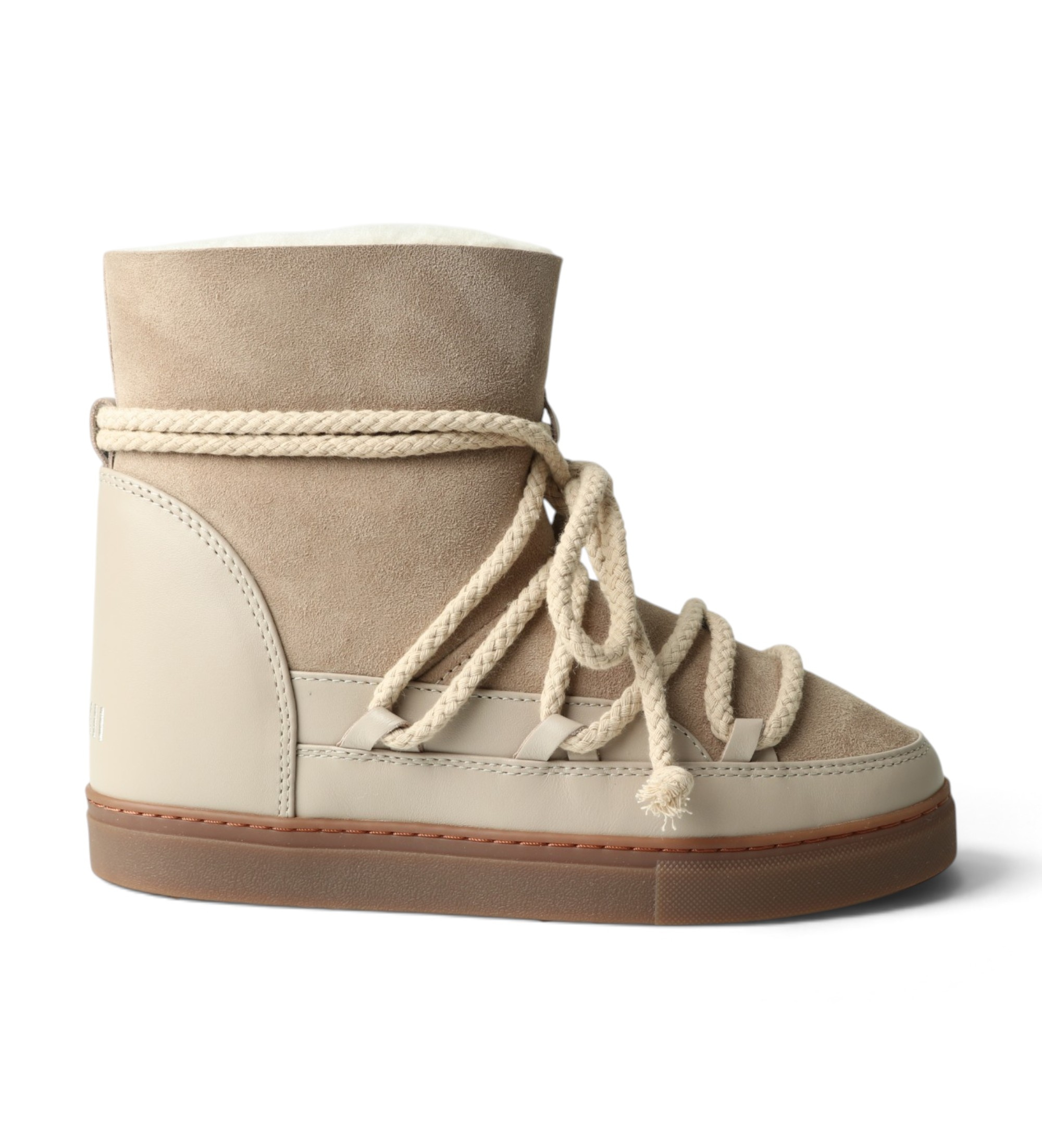 Inuikii für Damen. 1001.004.0042 Lederstiefel Classic Wedge beige (37), 3 bis 5 cm, Schnürsenkel, Lässig