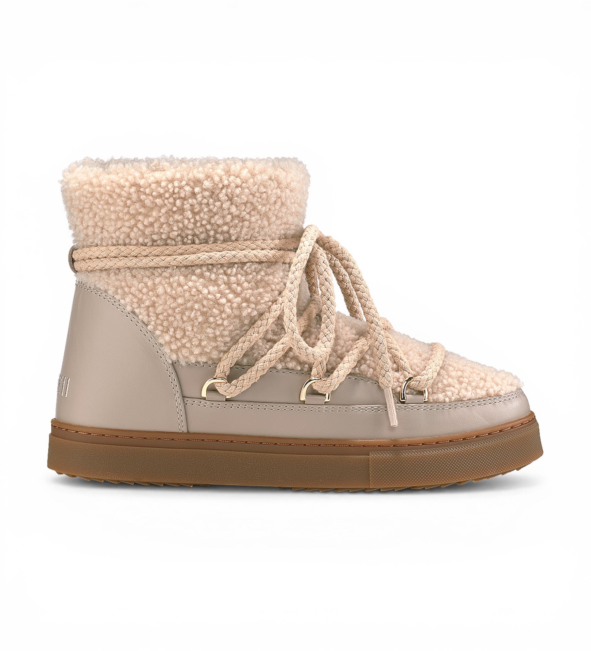 Inuikii für Damen. 1001.003.0282 Lederstiefel Curly beige (40), Wohnung, Schnürsenkel, Lässig