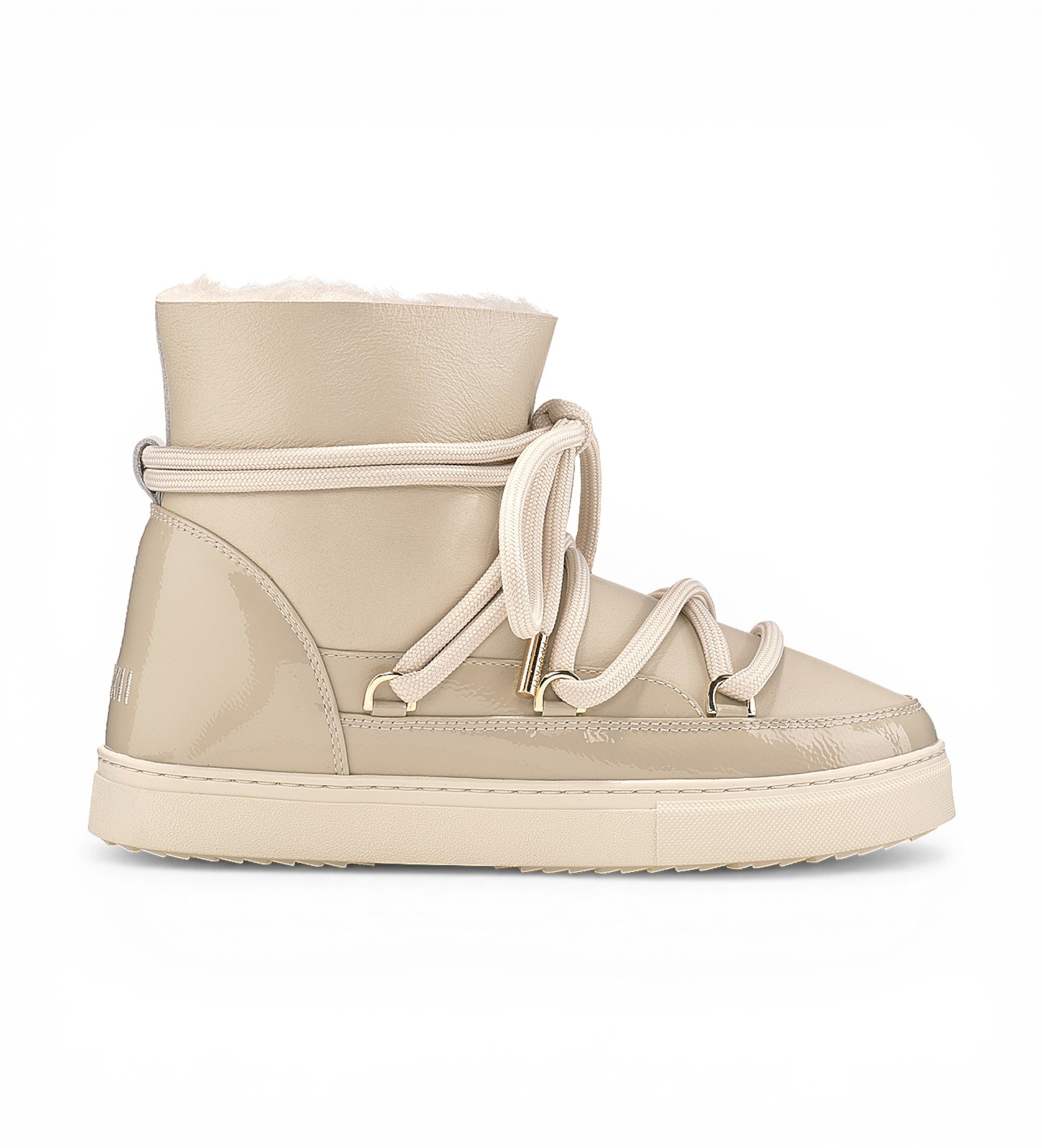 Inuikii für Damen. 1001.003.0132 Lederstiefel Gloss beige (41), Wohnung, Schnürsenkel, Lässig