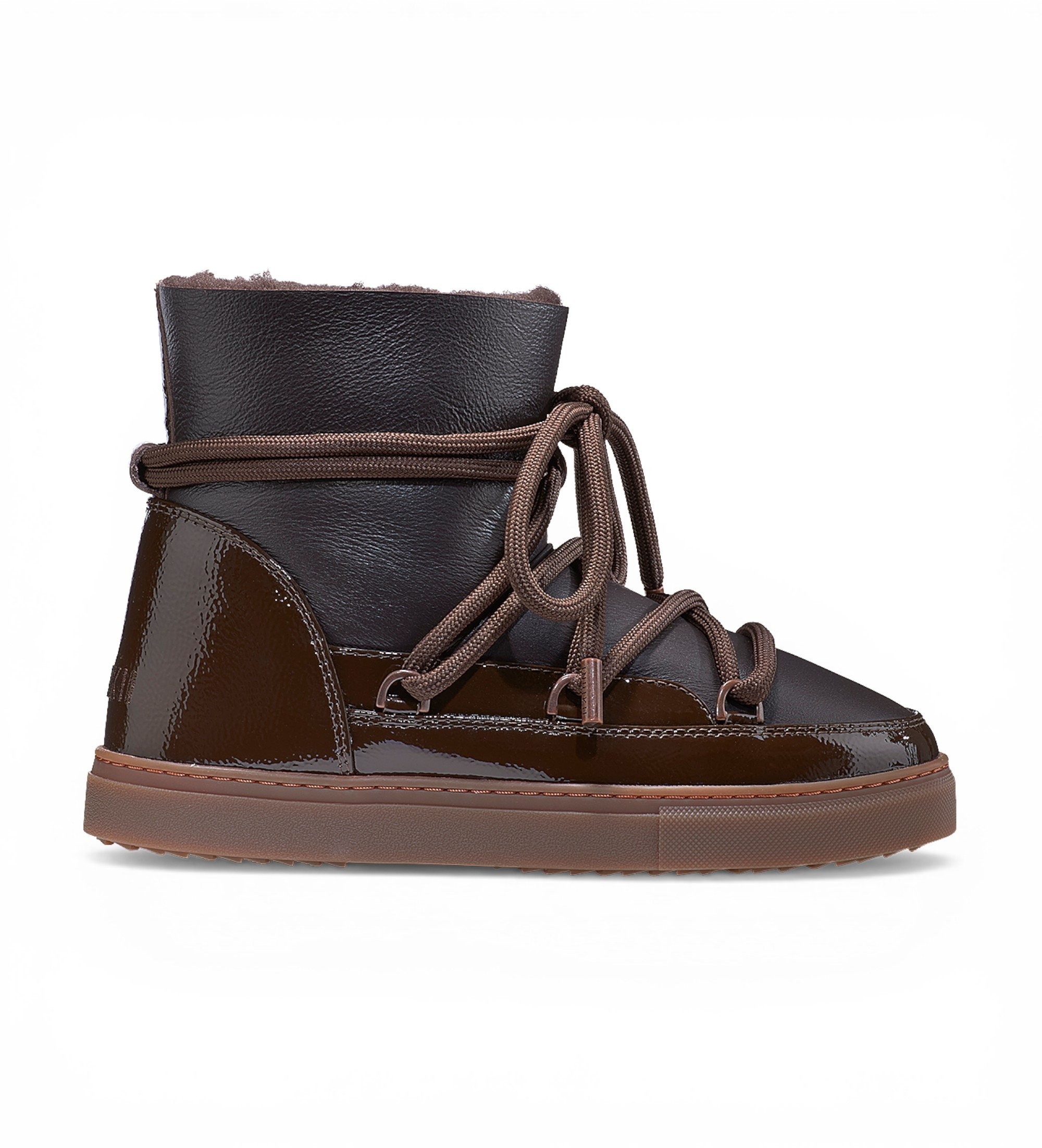 Inuikii für Damen. 1001.003.0132 Lederstiefel Gloss braun (42), Wohnung, Schnürsenkel, Lässig