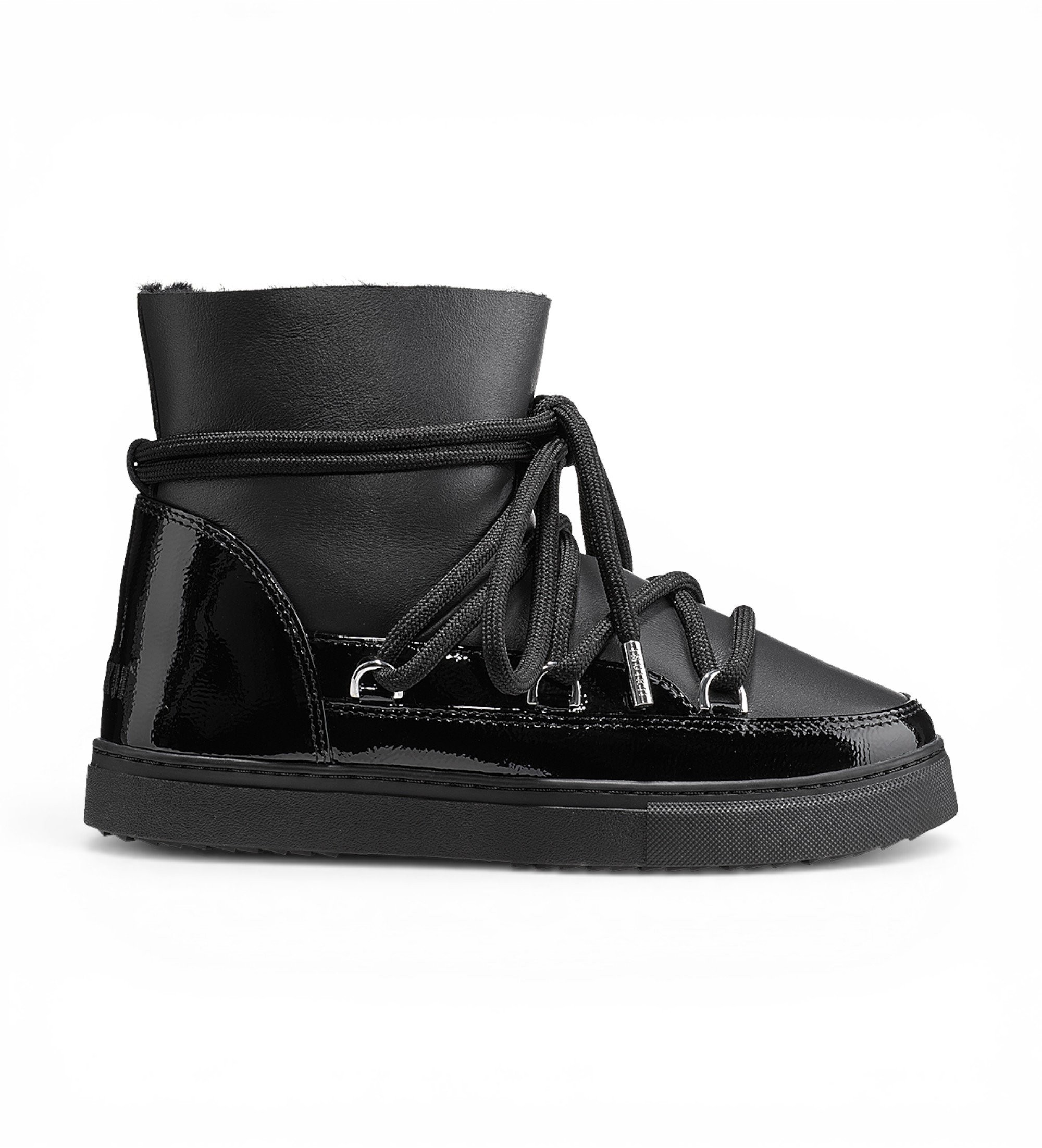 Inuikii für Damen. 1001.003.0132 Lederstiefel Gloss schwarz (40), Wohnung, Schnürsenkel, Lässig