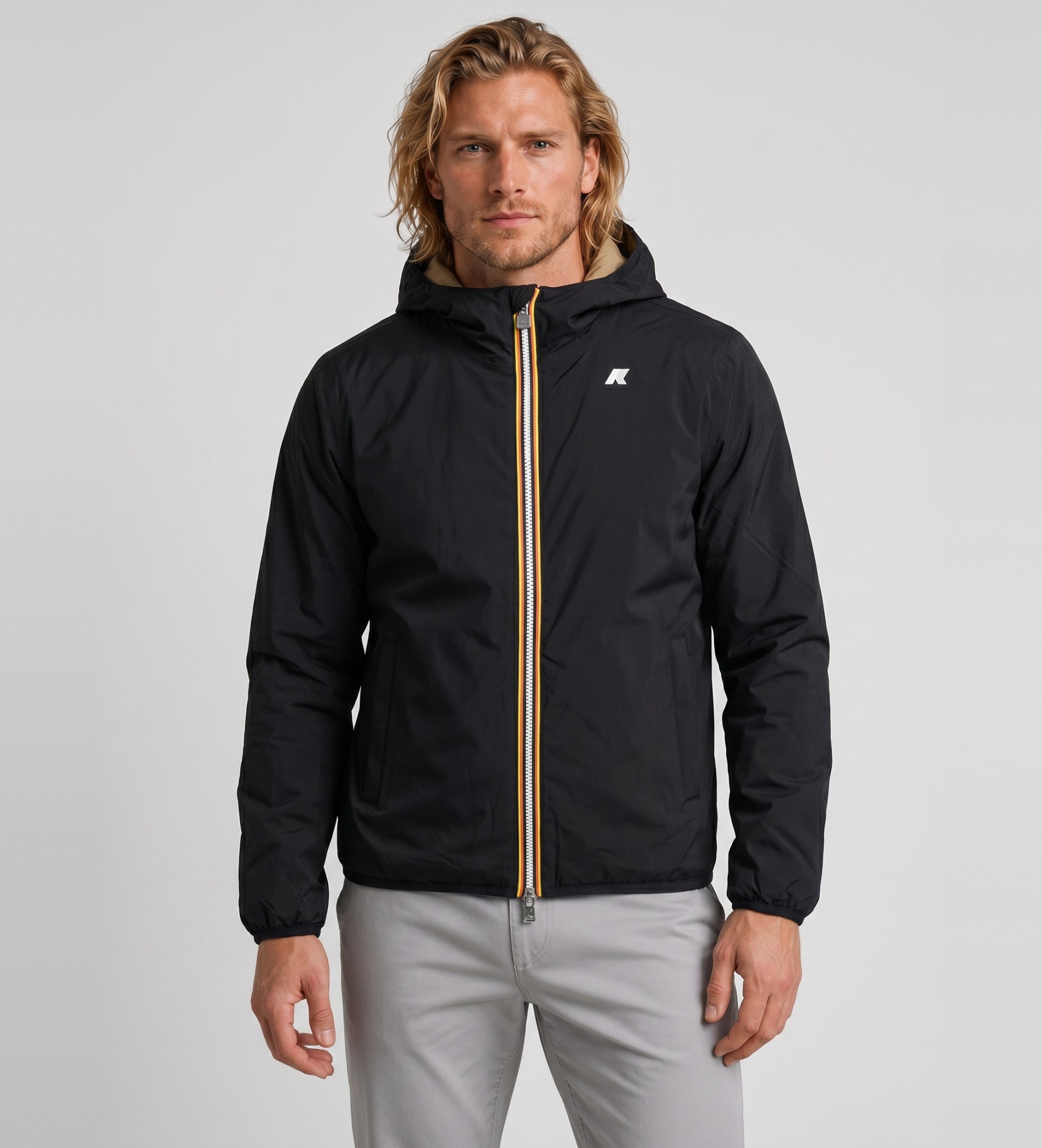 K-way für Herren. K6128VW Jacke Reversible Jack St Warm Double schwarz, beige (S), Lässig, Nylon