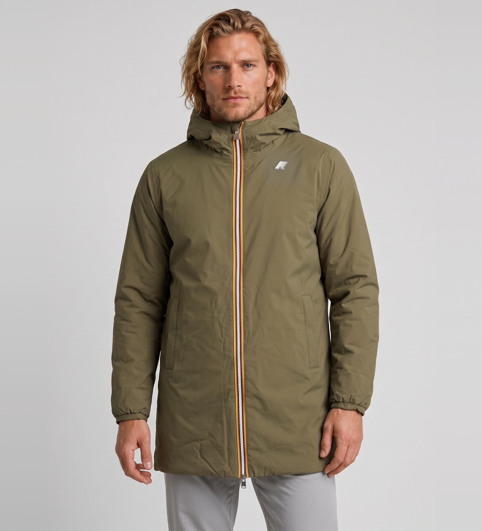 K-way für Herren. K6128WW Jacke Wendbar Jacob St Warm Double militärgrün, marineblau (L), Lässig, Nylon