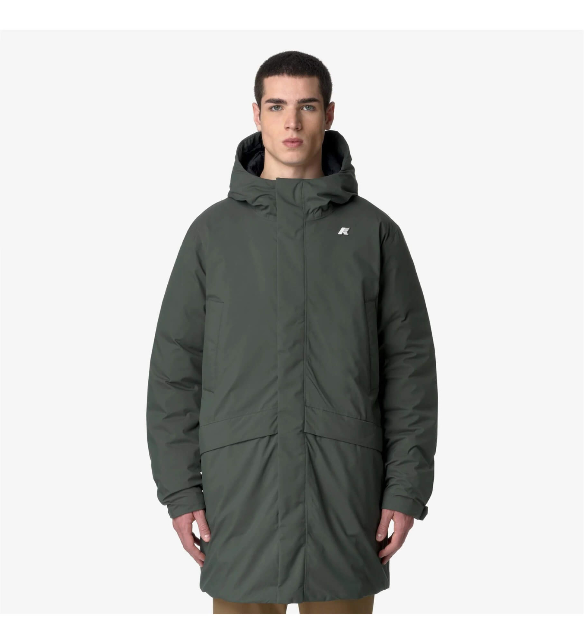 K-way für Herren. K8133FW Jacke Jarno Twill Marmotta grün (M), Lässig, Polyurethan