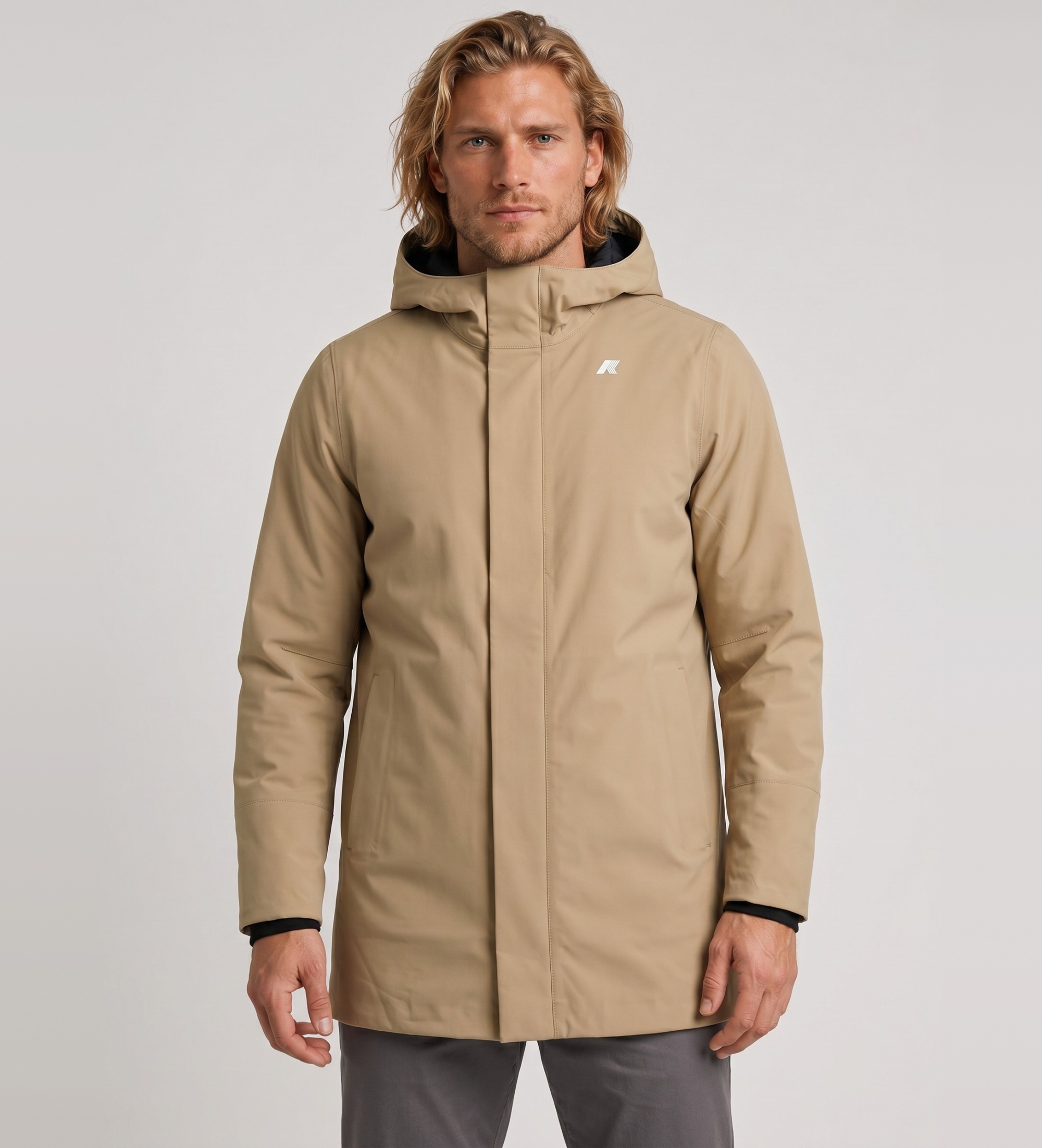 K-way für Herren. K7126UW Jacke Marlyn Bonded beige (S), Lässig, Nylon