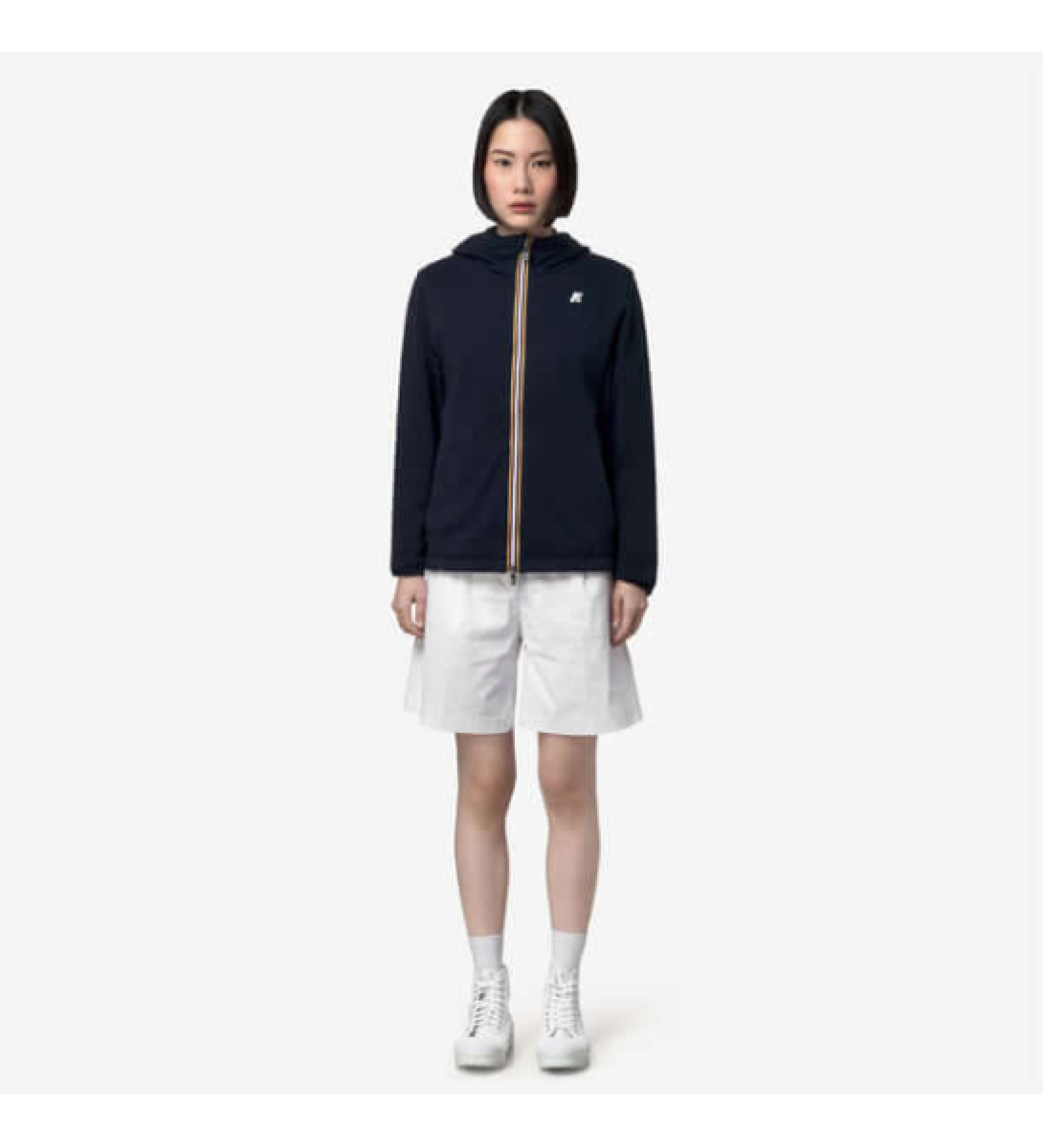 K-way für Damen. K8134TW Wendbare Interlock-Jacke navy (S), Blau, Lässig, Baumwolle