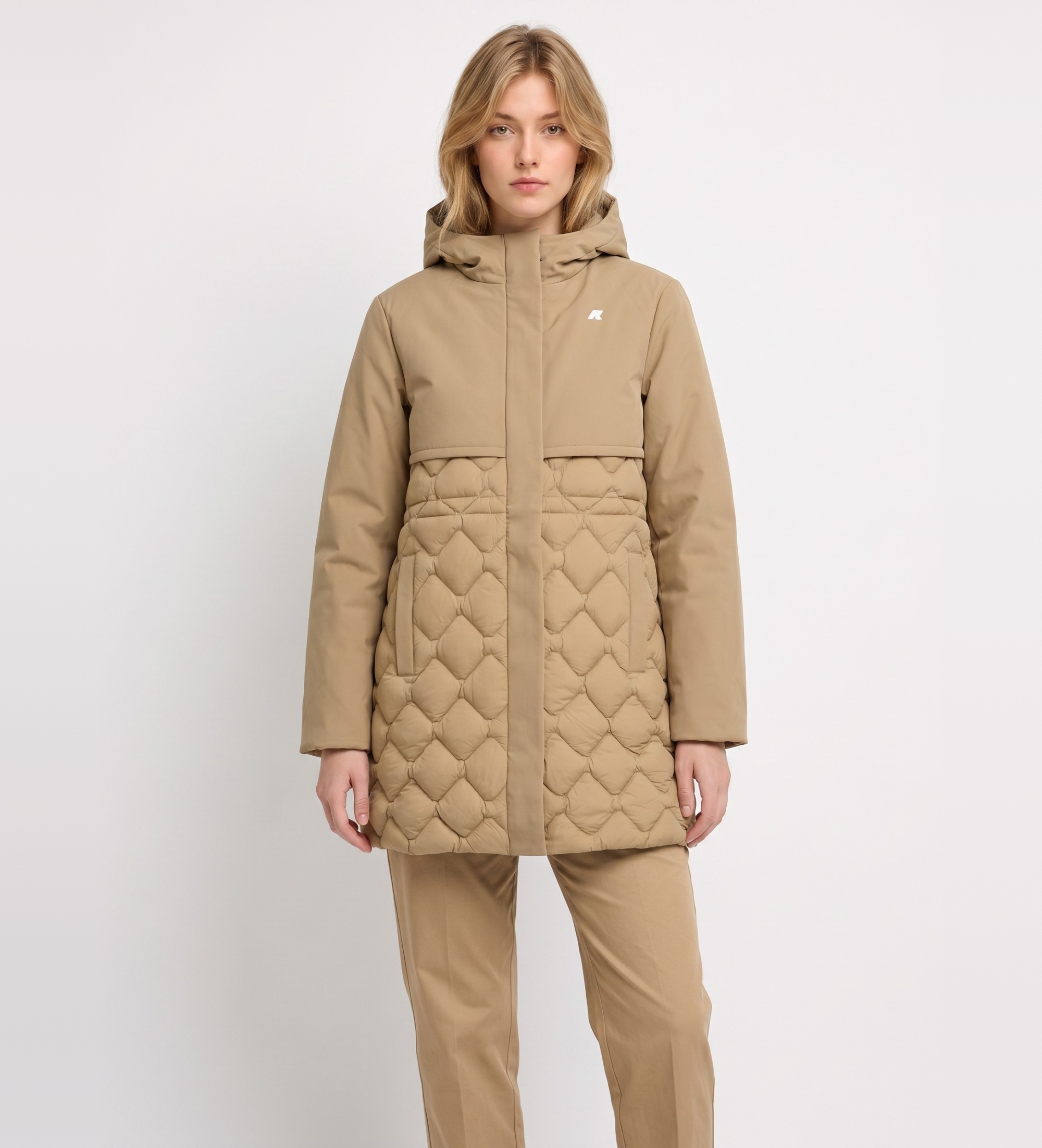 K-way für Damen. K8161EW Jacke Siphelle Hybrid Warm Shell beige (L), Lässig, Nylon