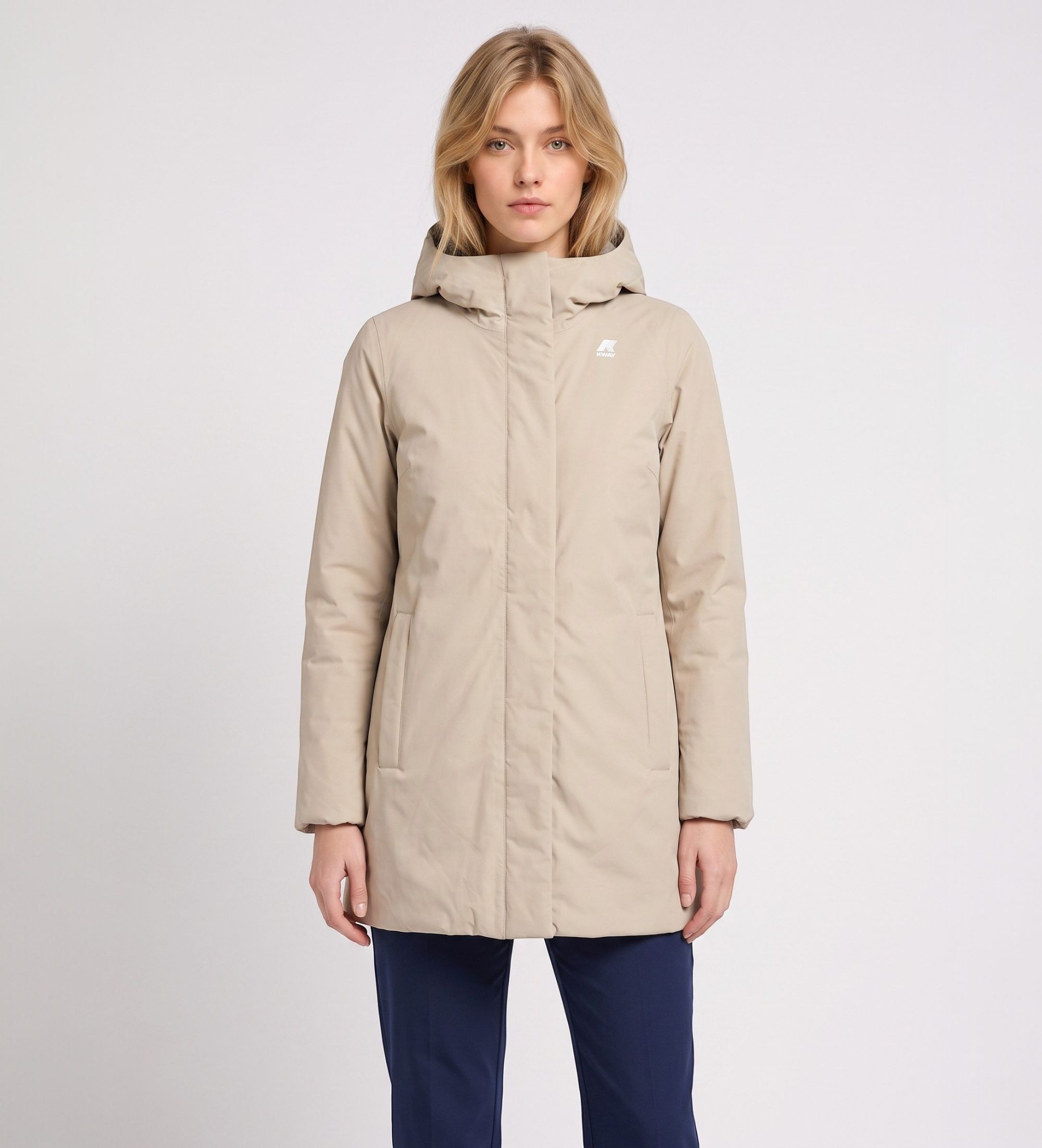 K-way für Damen. K8144CW Jacke Sophie Twill Soft Beaver beige (XL), Lässig, Nylon