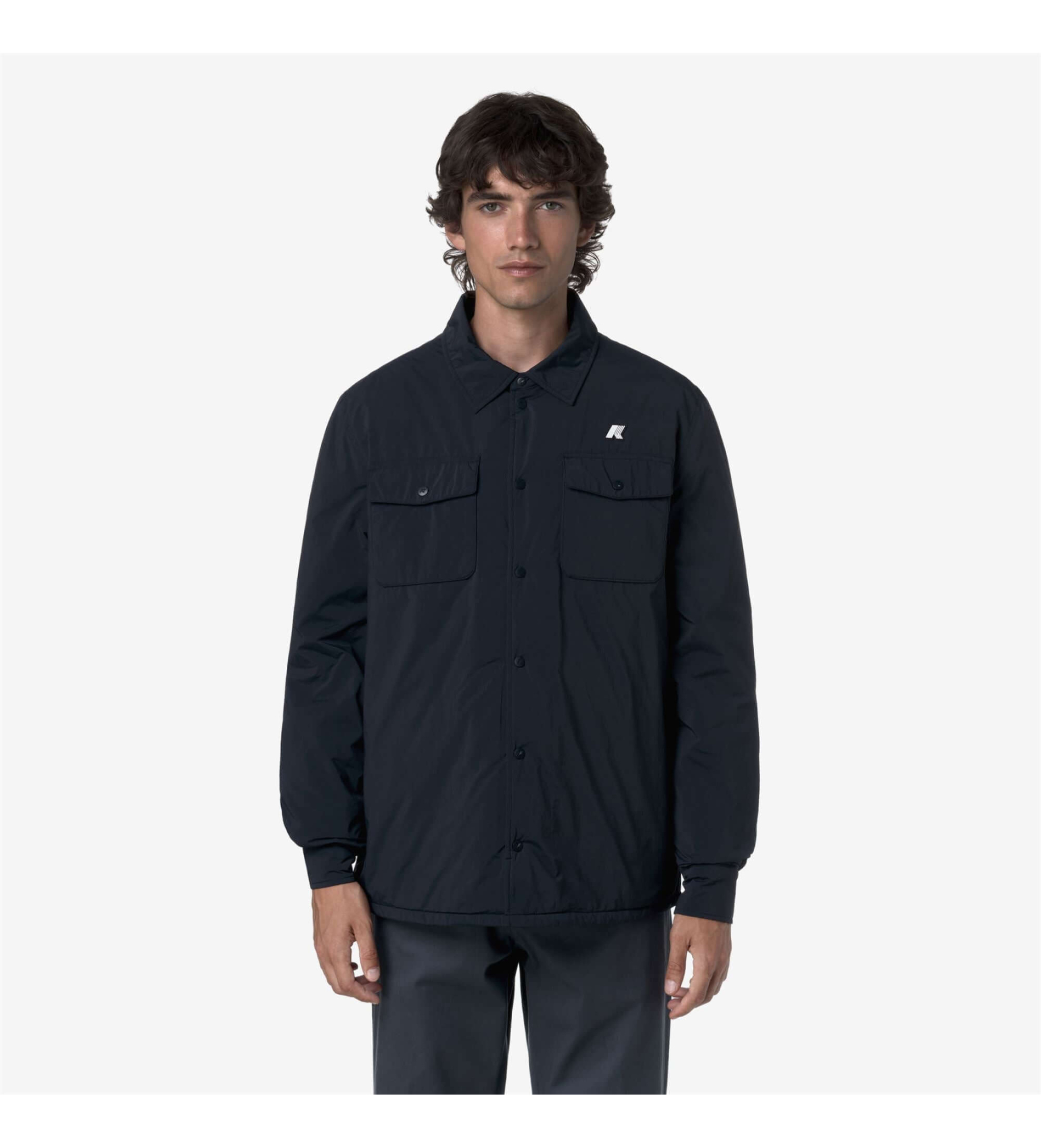 K-way für Herren. K2136JW Jacke Umbert Plain Warm Marineblau (L), Lässig, Recyceltes Polyester