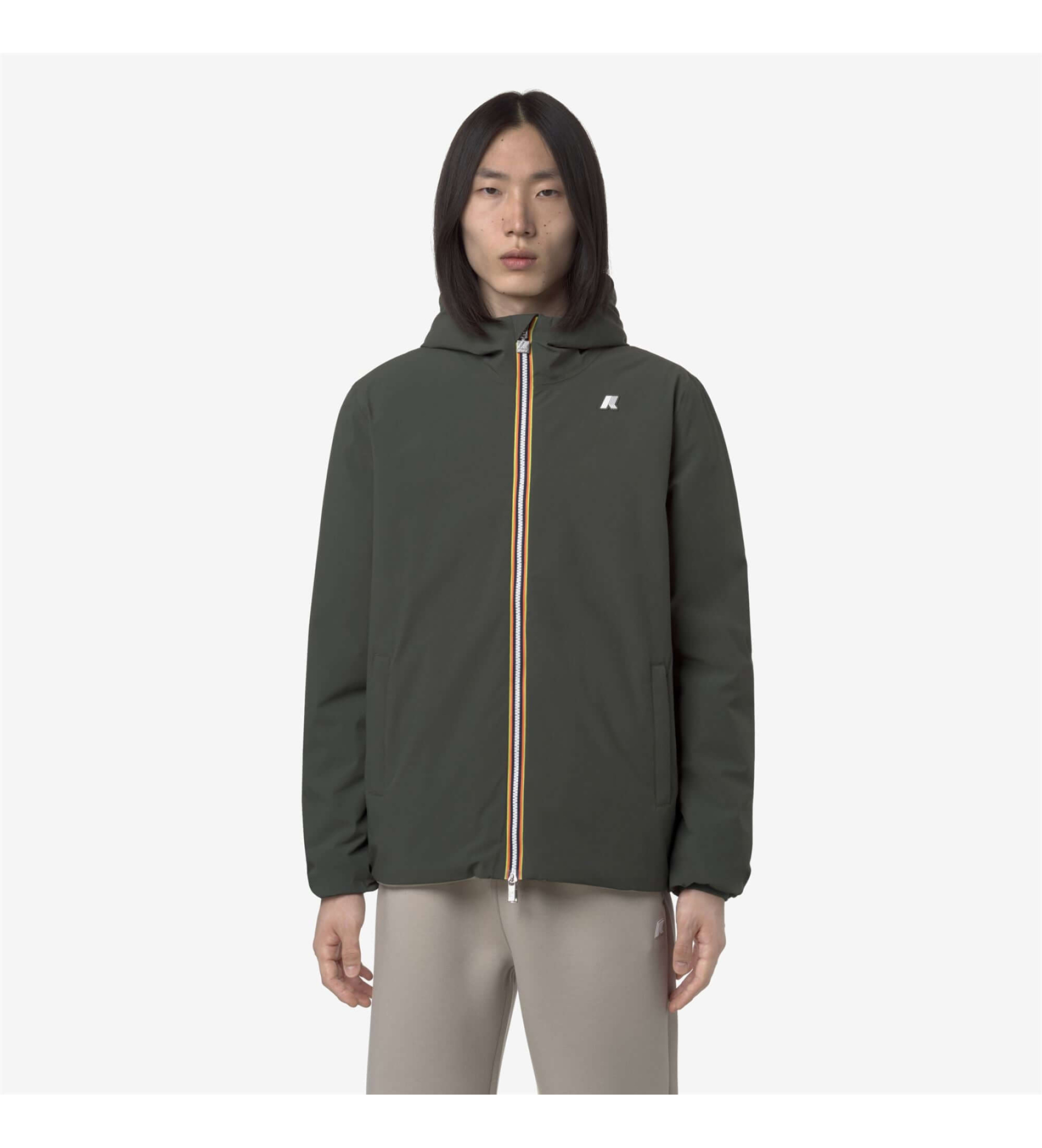 K-way für Herren. K6128VW Warme Wendejacke grün (XXL), Lässig, Nylon