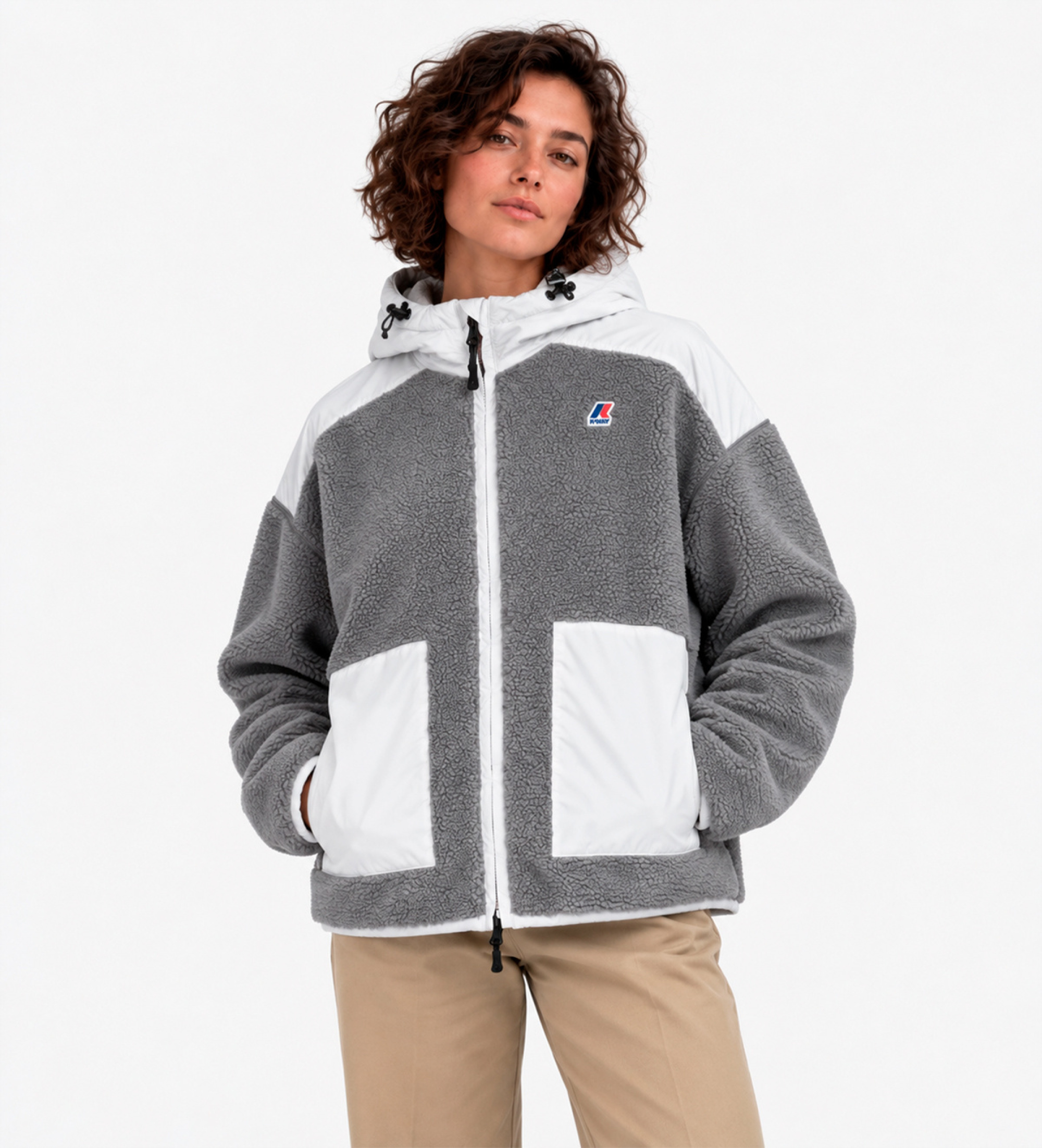 K-way für Damen. K7135LW Polar Angelique 4.0 Teddy grau (XL), Lässig, Polyester