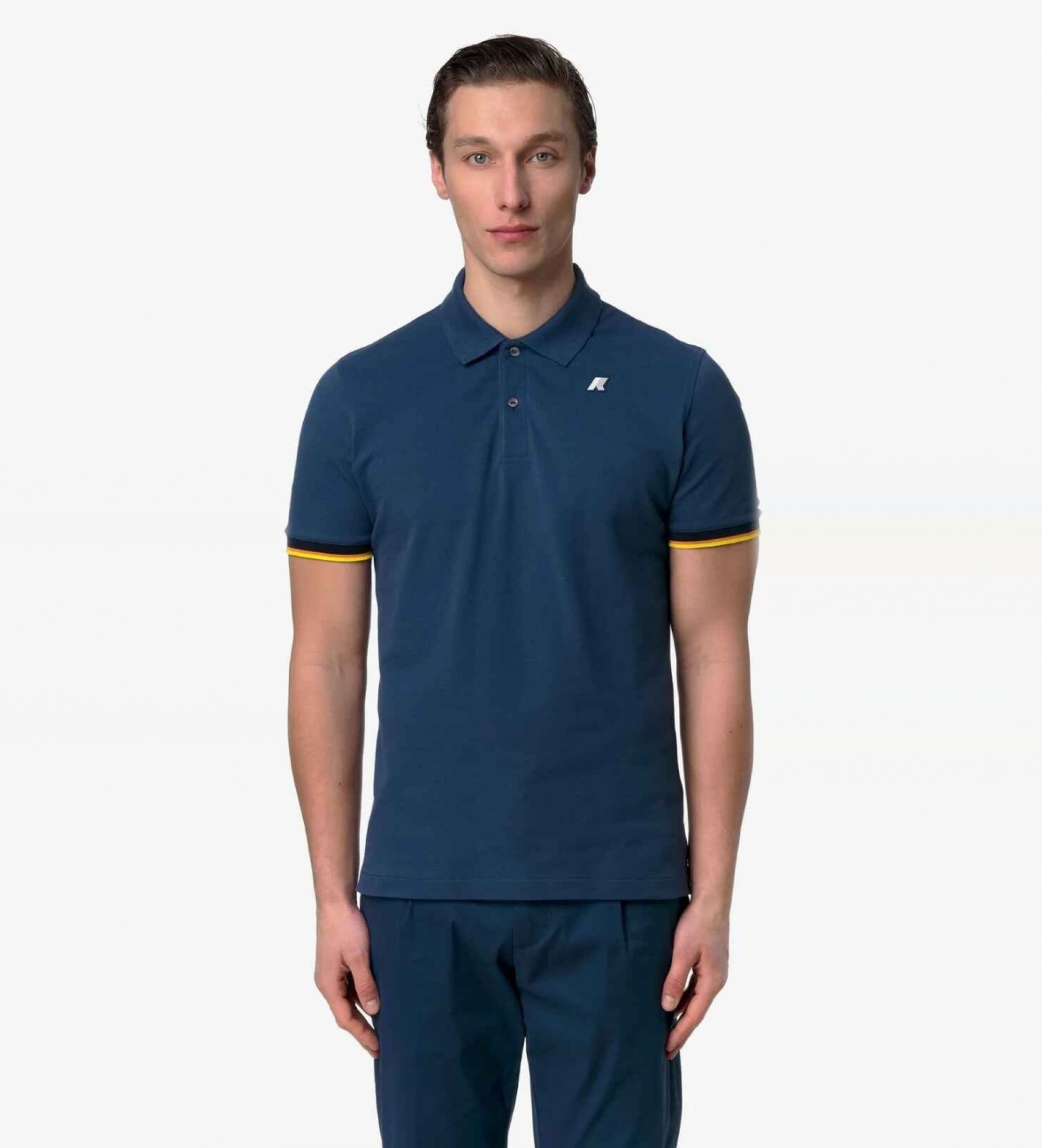 K-way für Herren. K1125BW Polo Vincent Pique blau (S), Lässig, Baumwolle, Kurzarm