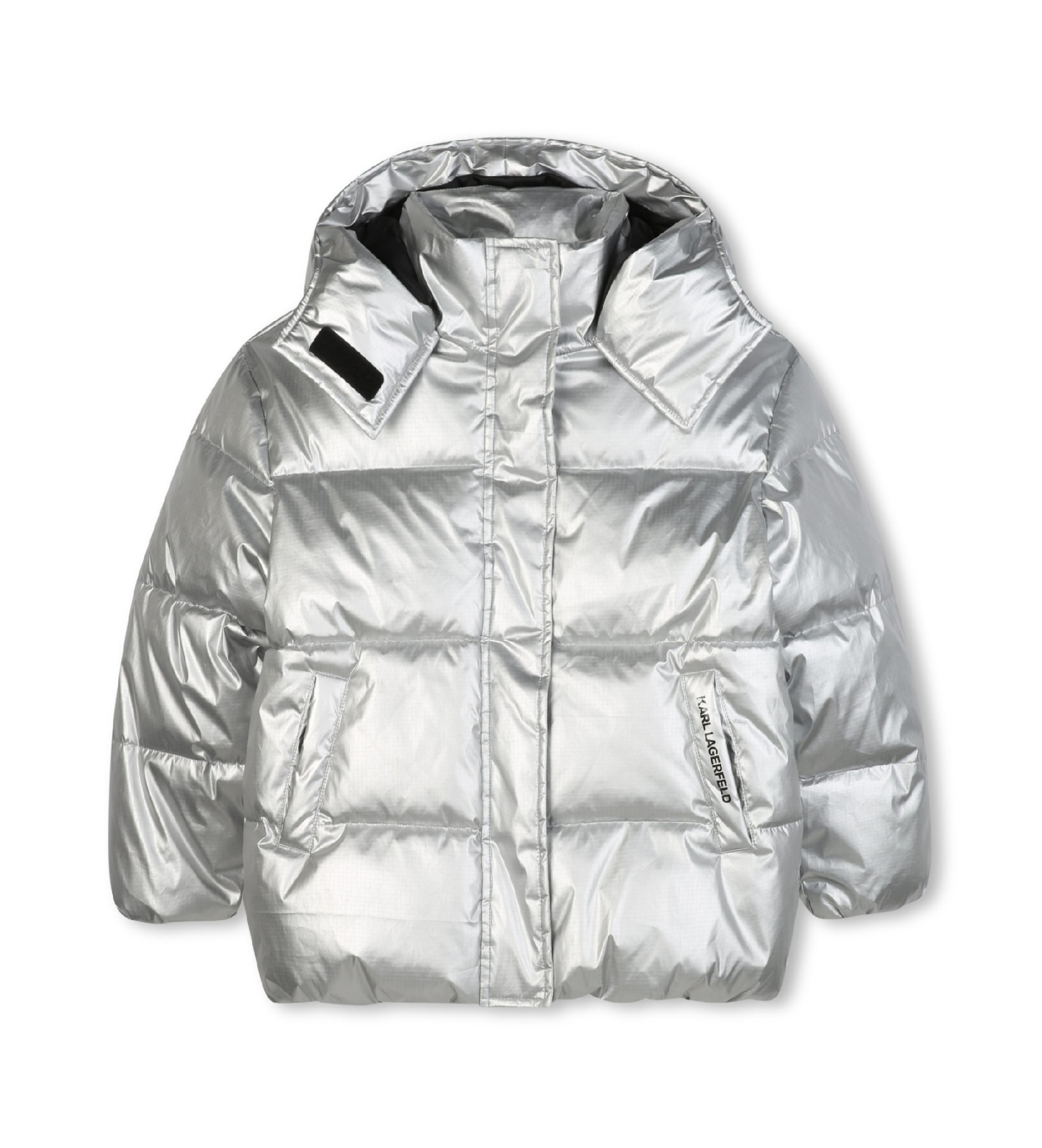 Karl Lagerfeld für Mädchen. Z30602 Silberner moderner Mantel (16Y= 174cm), Lässig, Polyester, Kinderbekleidung