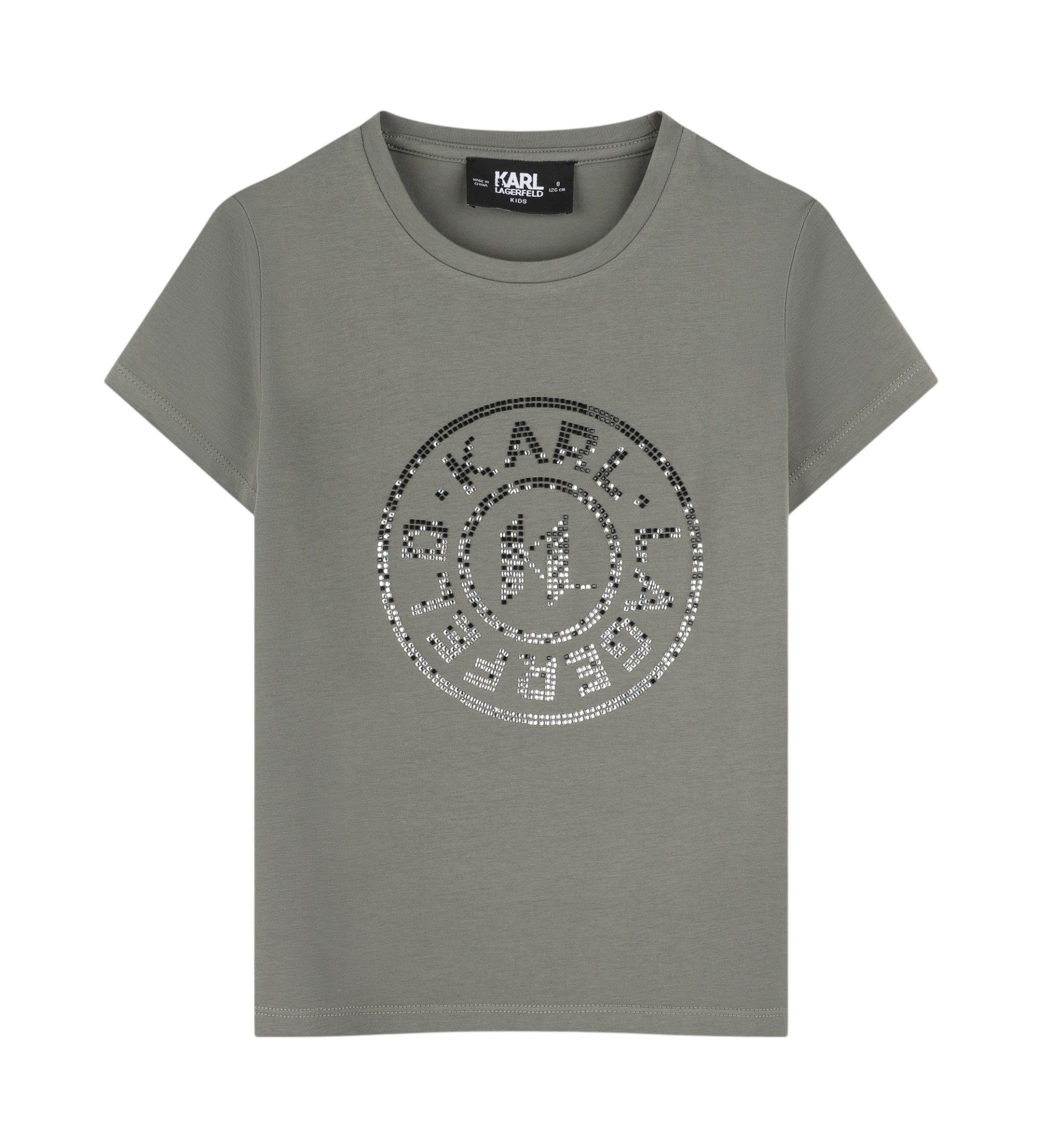 Karl Lagerfeld Unisex für Kinder. Z30499 Grünes Kurzarm-T-Shirt (12Y= 150cm), Lässig, Baumwolle, Kinderbekleidung