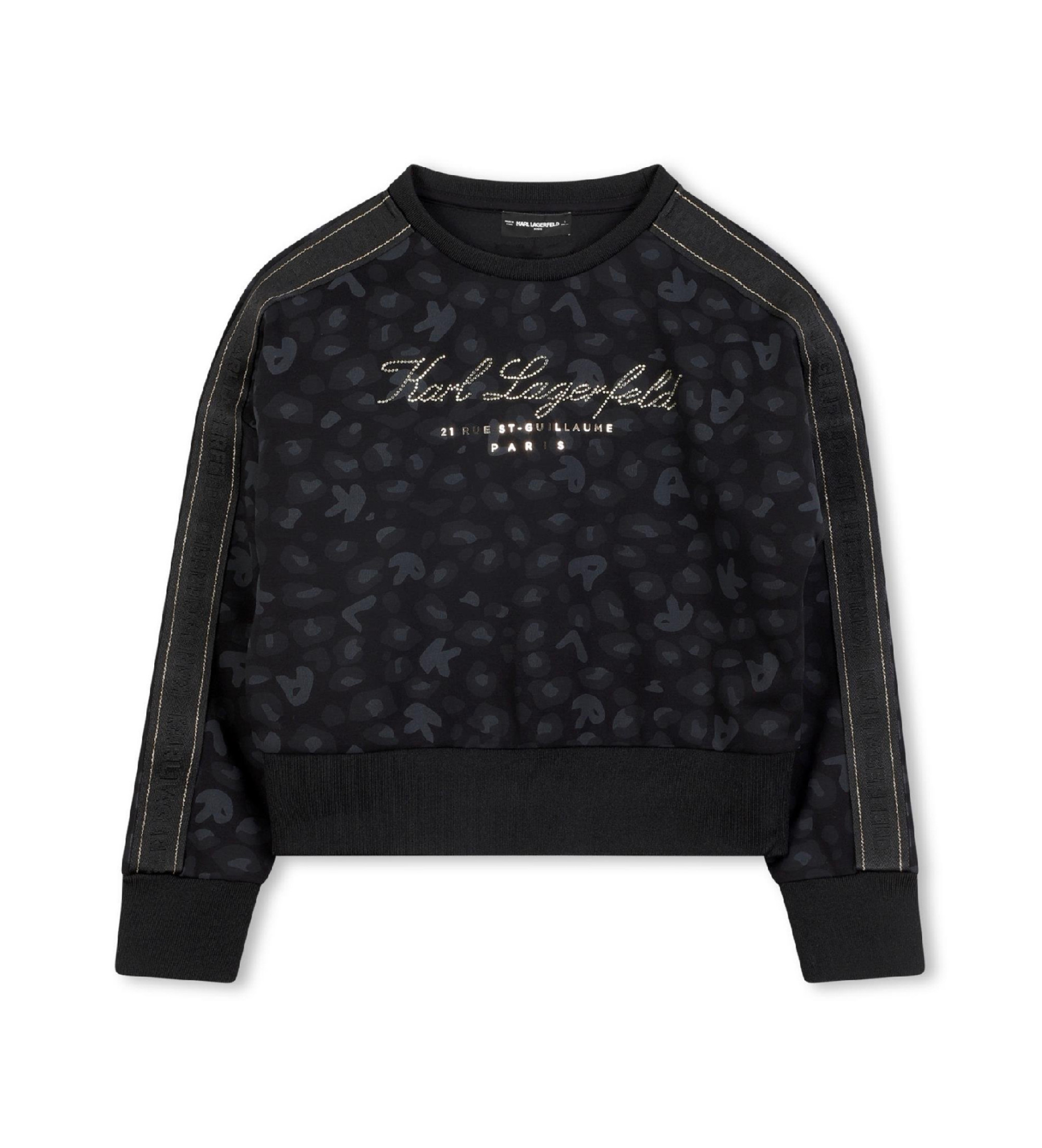 Karl Lagerfeld für Mädchen. Z30608 Sweatshirt Marca schwarz (16Y= 174cm), Lässig, Baumwolle, Kinderbekleidung