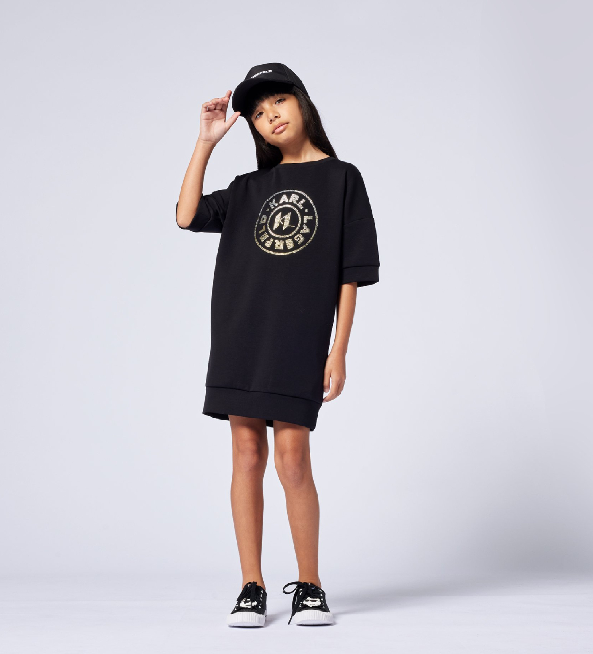 Karl Lagerfeld Unisex für Kinder. Z30464 Schwarzes Kostüm (6Y= 114cm), Lässig, Polyester, Kurzarm, Kinderbekleidung