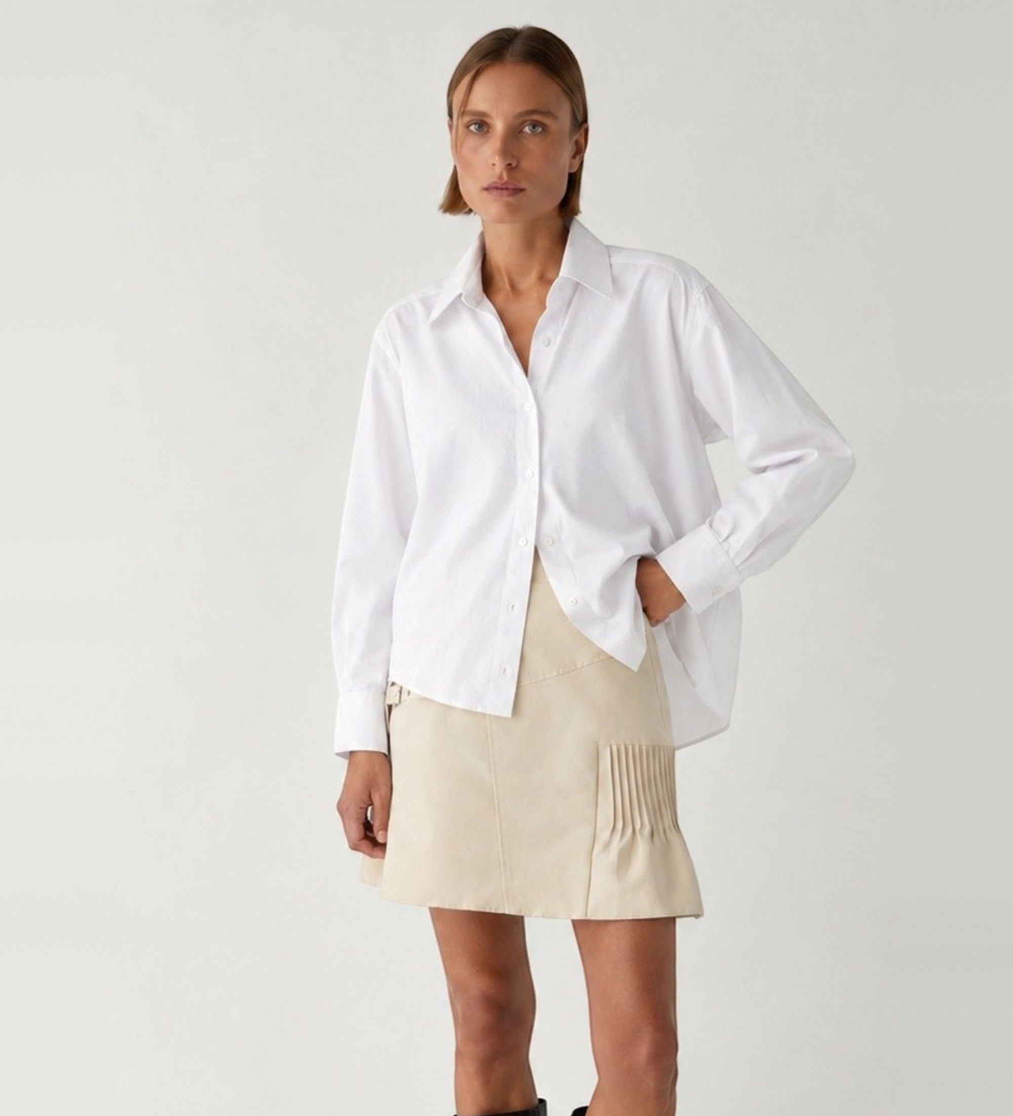 LAAGAMvoor vrouwen. P004S Witte No Boyfriend blouse (M), Casual, Katoen, Lange mouwen