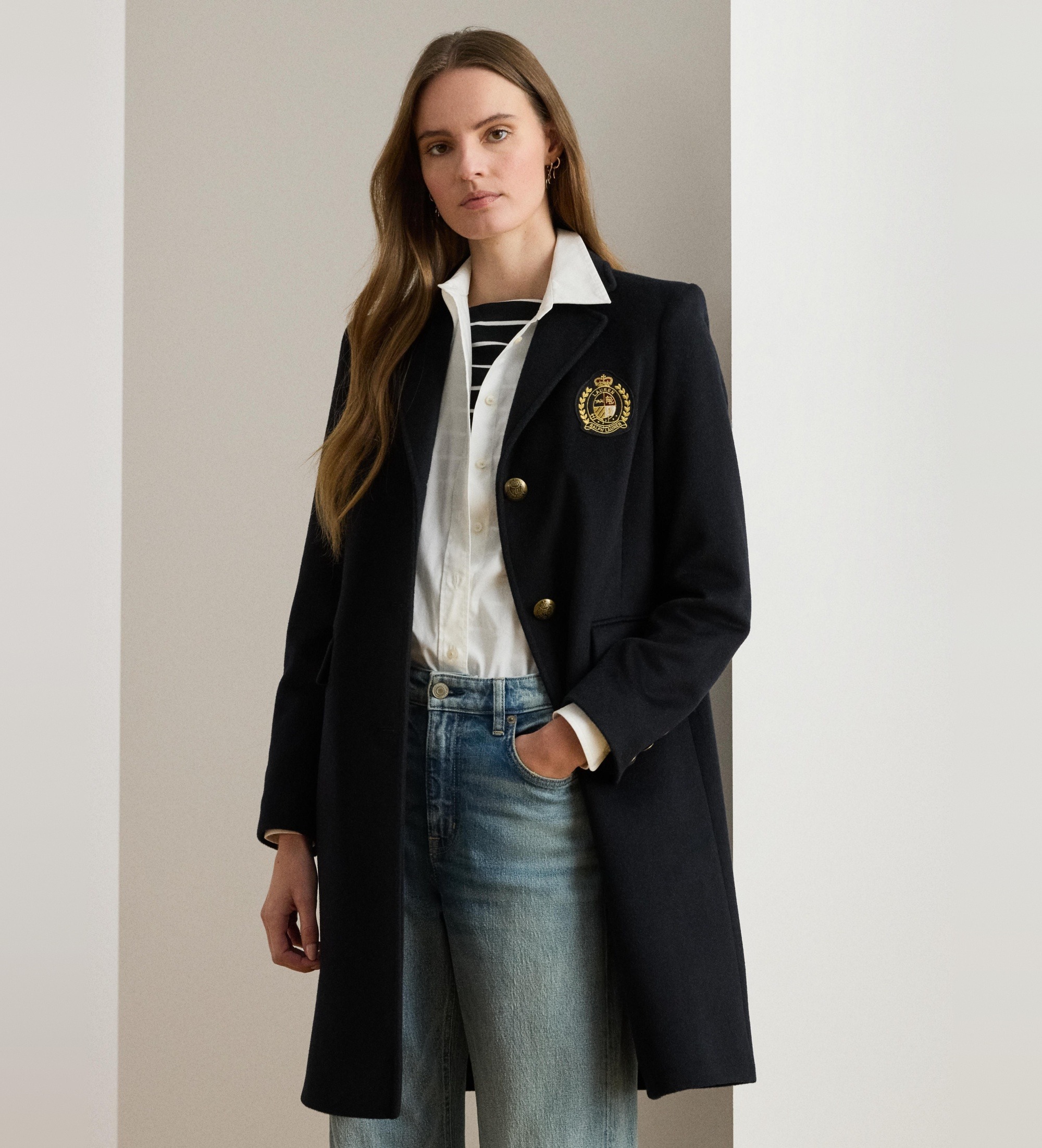 Lauren Ralph Lauren für Damen. 297958509001 Schwarzer Wollmantel (36), Wolle, Klassisch