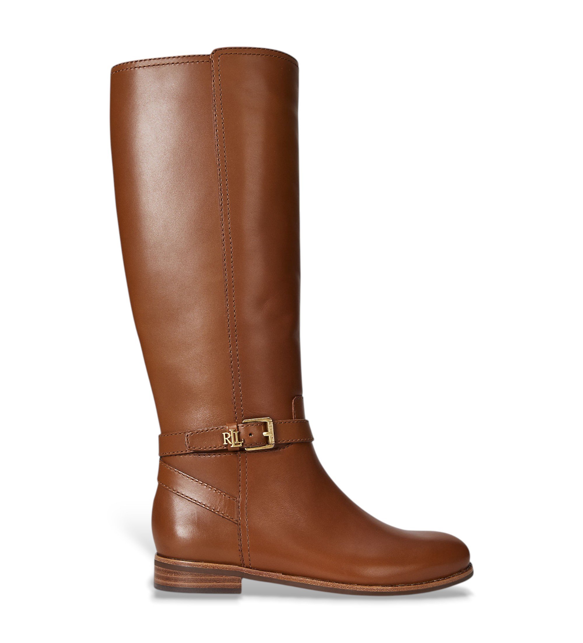 Lauren Ralph Lauren für Damen. 802974383001 Brooke II braune Lederstiefel (35), Wohnung, Reißverschluss, Lässig