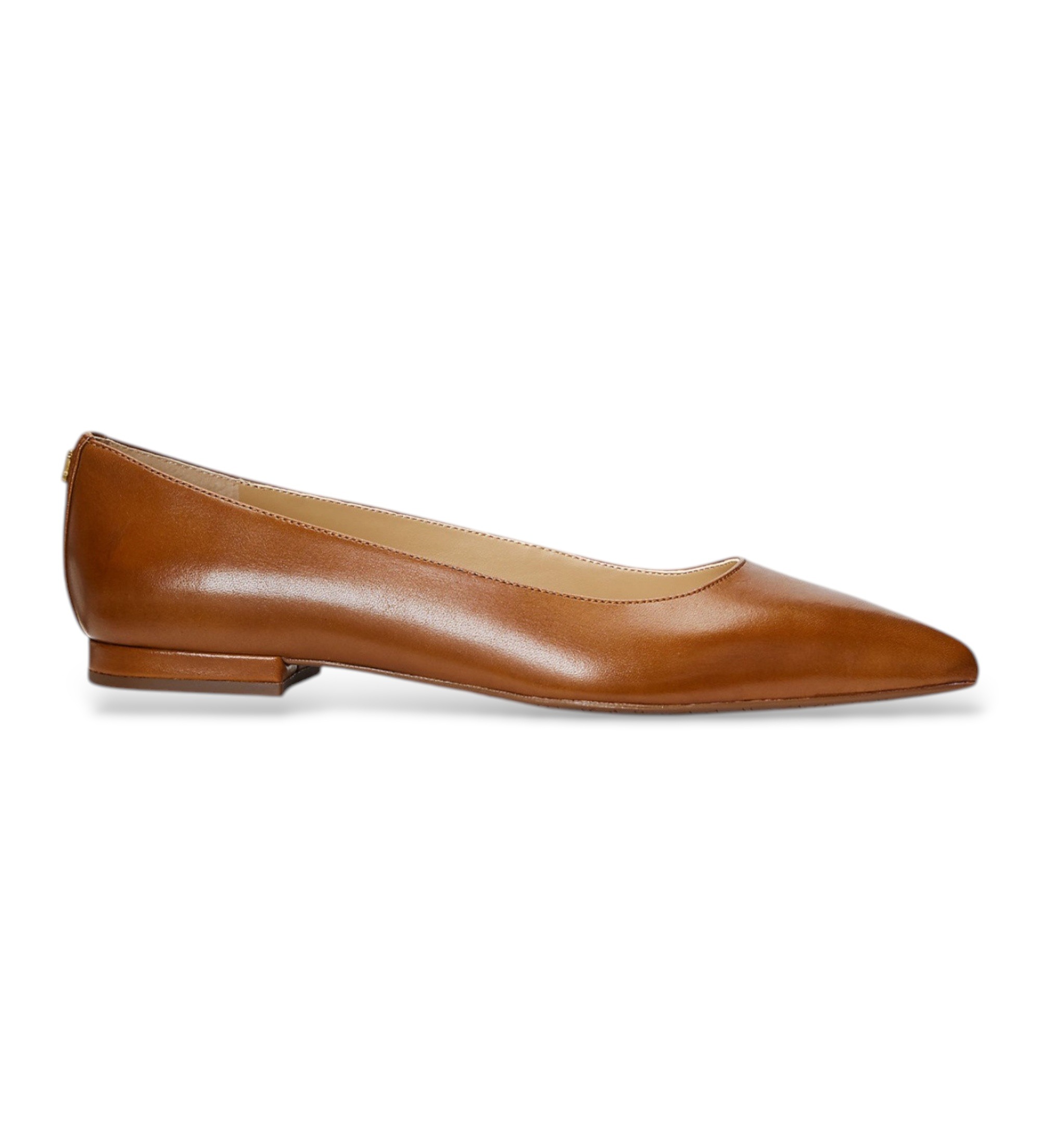Lauren Ralph Lauren für Damen. 802862706002 Londyn braune Leder-Ballerinas (38), Wohnung, Keine, Lässig