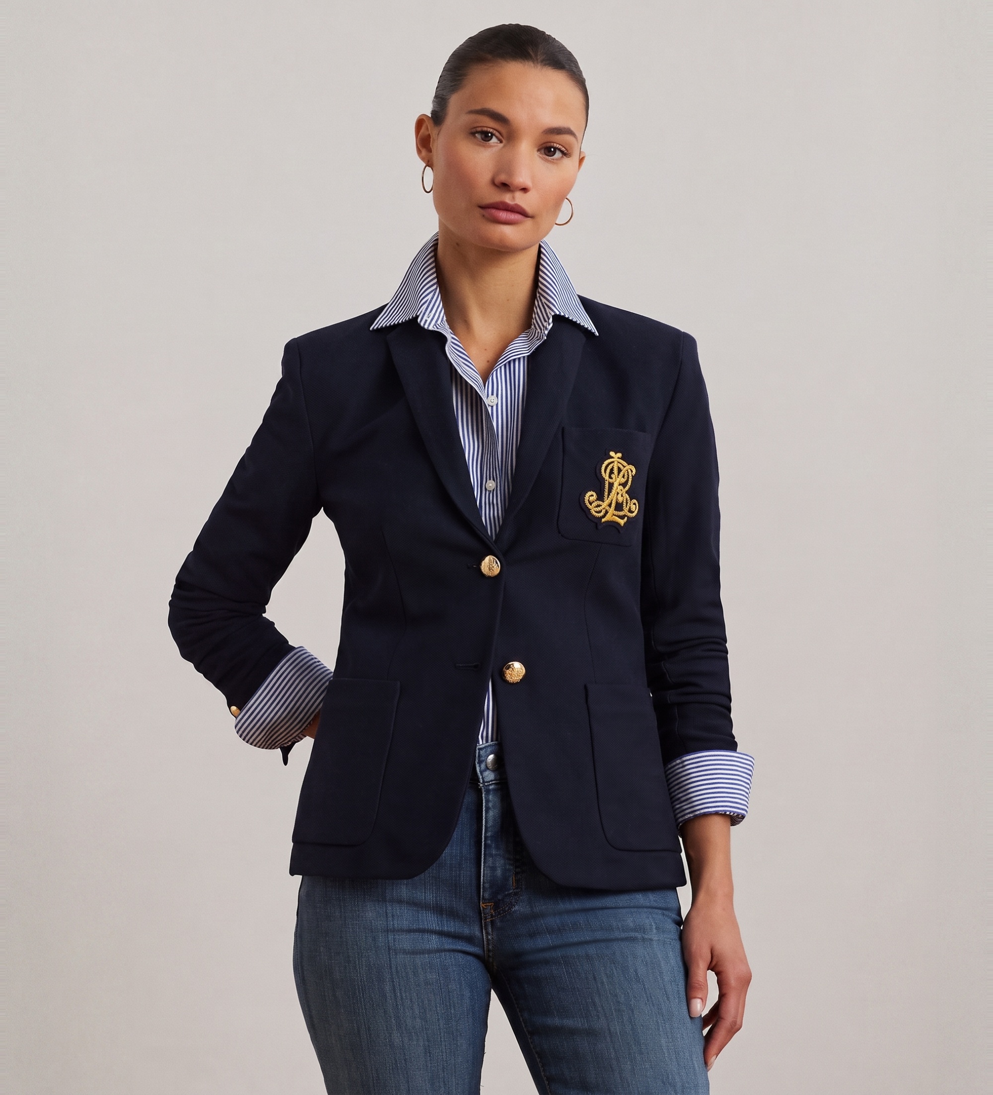 Lauren Ralph Lauren für Damen. 200797305005 Blazer Bullion Jacquard navy (XL), Lässig, Baumwolle, Marine