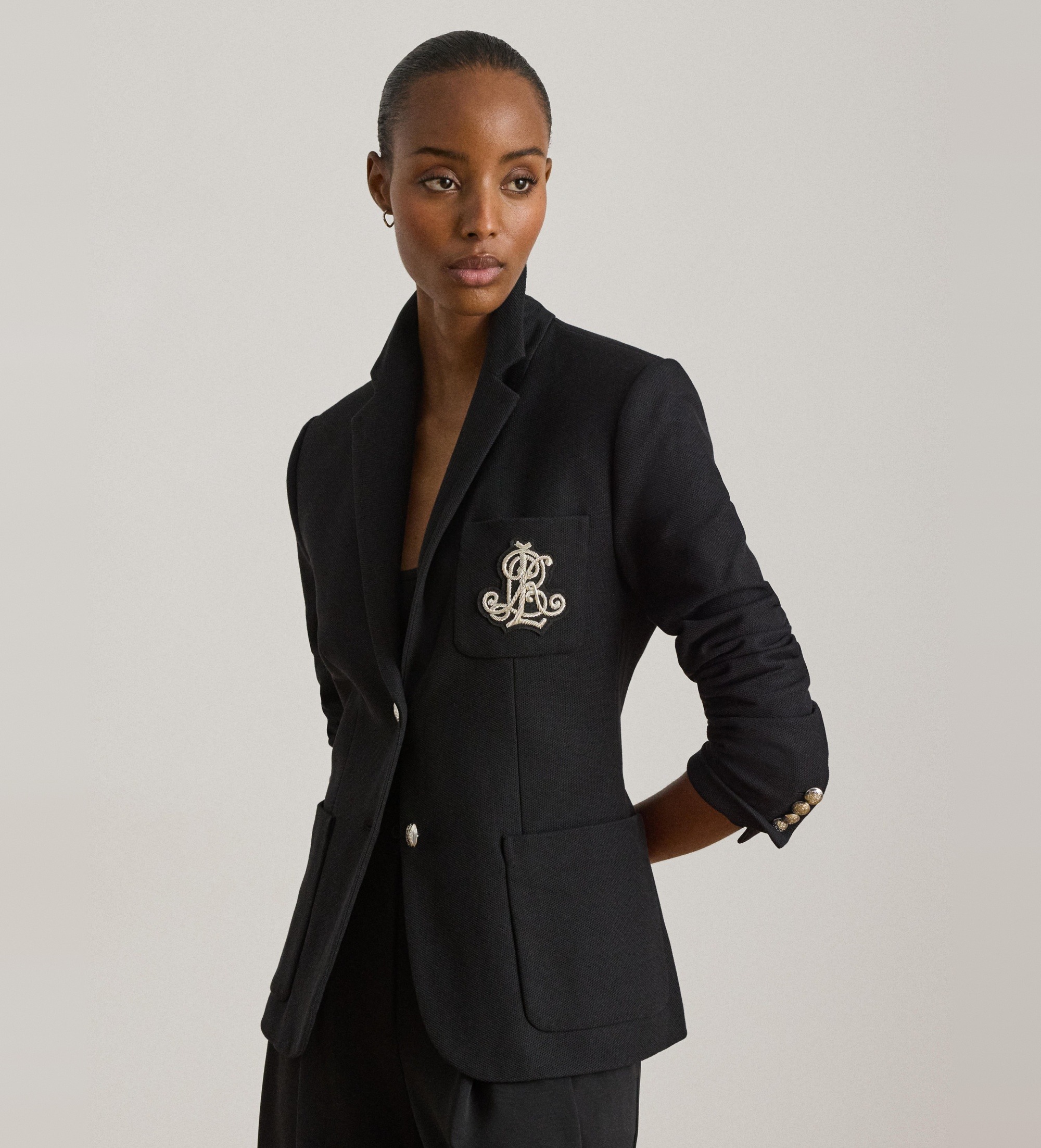 Lauren Ralph Lauren für Damen. 200797305004 Jacquard-Blazer mit schwarzen Metallen (XXL), Lässig, Baumwolle