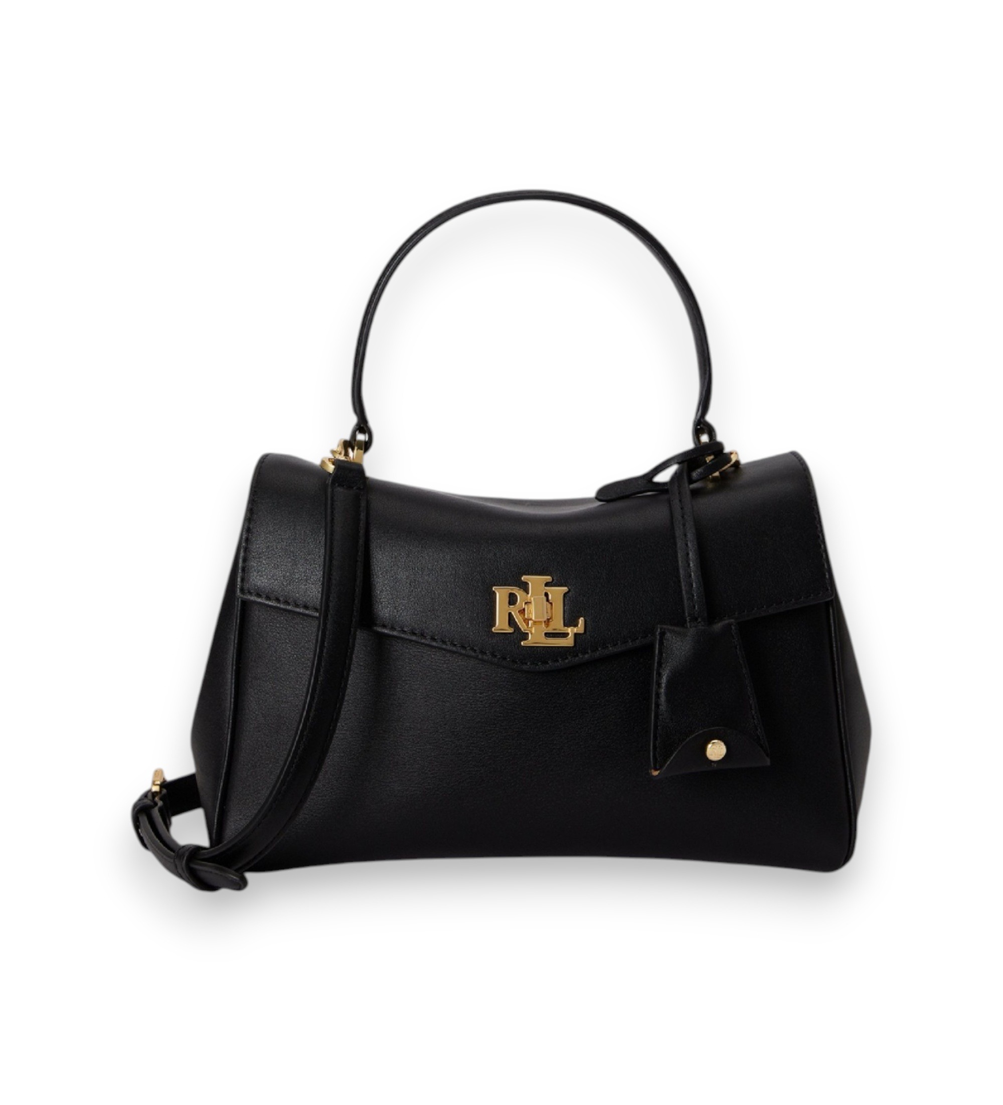 Lauren Ralph Lauren für Damen. 431P15611002 Kleine Farrah Satchel Tasche aus schwarzem Nappaleder (OSFA), Lässig