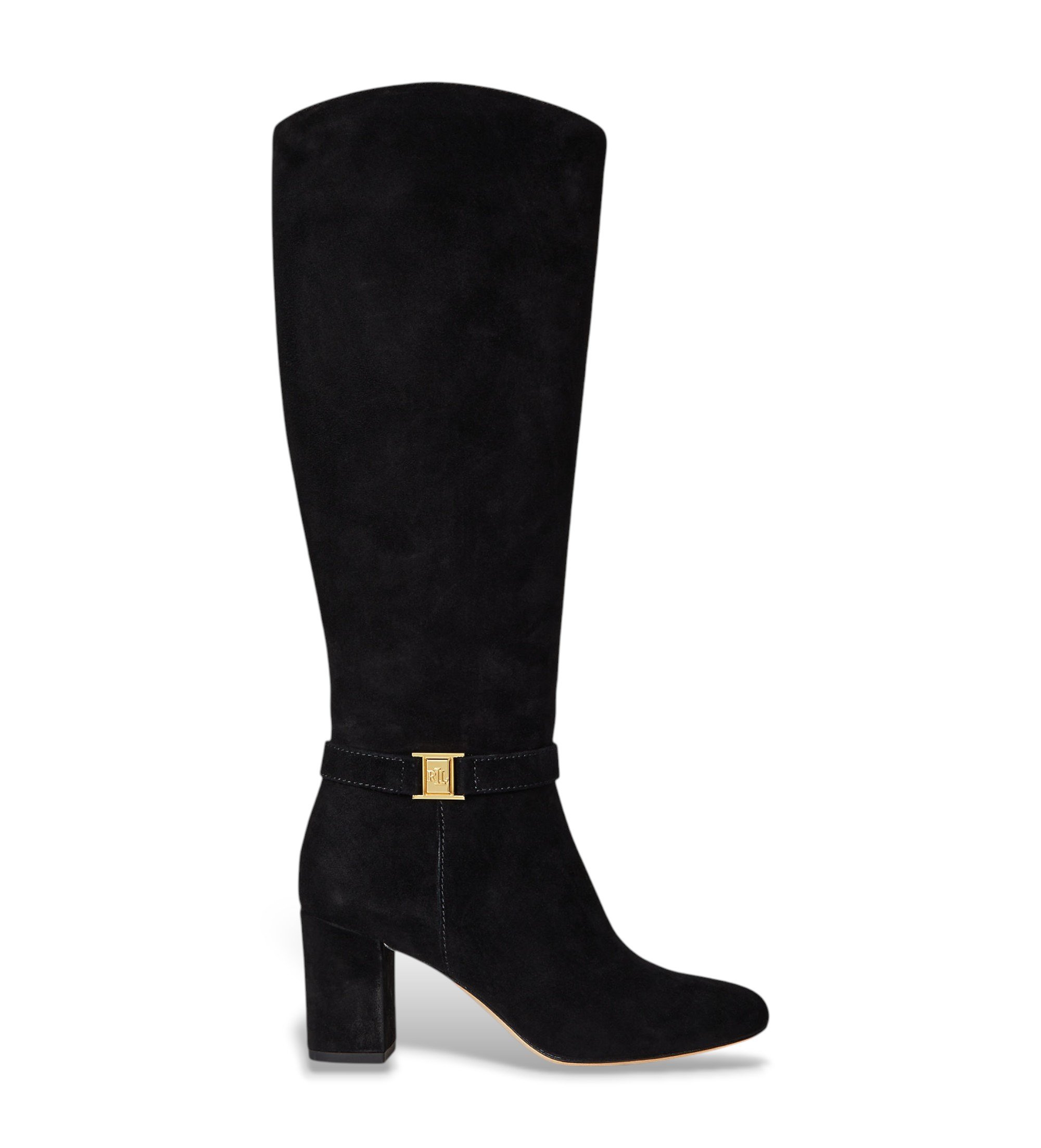 Lauren Ralph Lauren für Damen. 802967843001 Mate Poly Lederstiefel schwarz (36), 5 bis 8 cm, Reißverschluss, Lässig