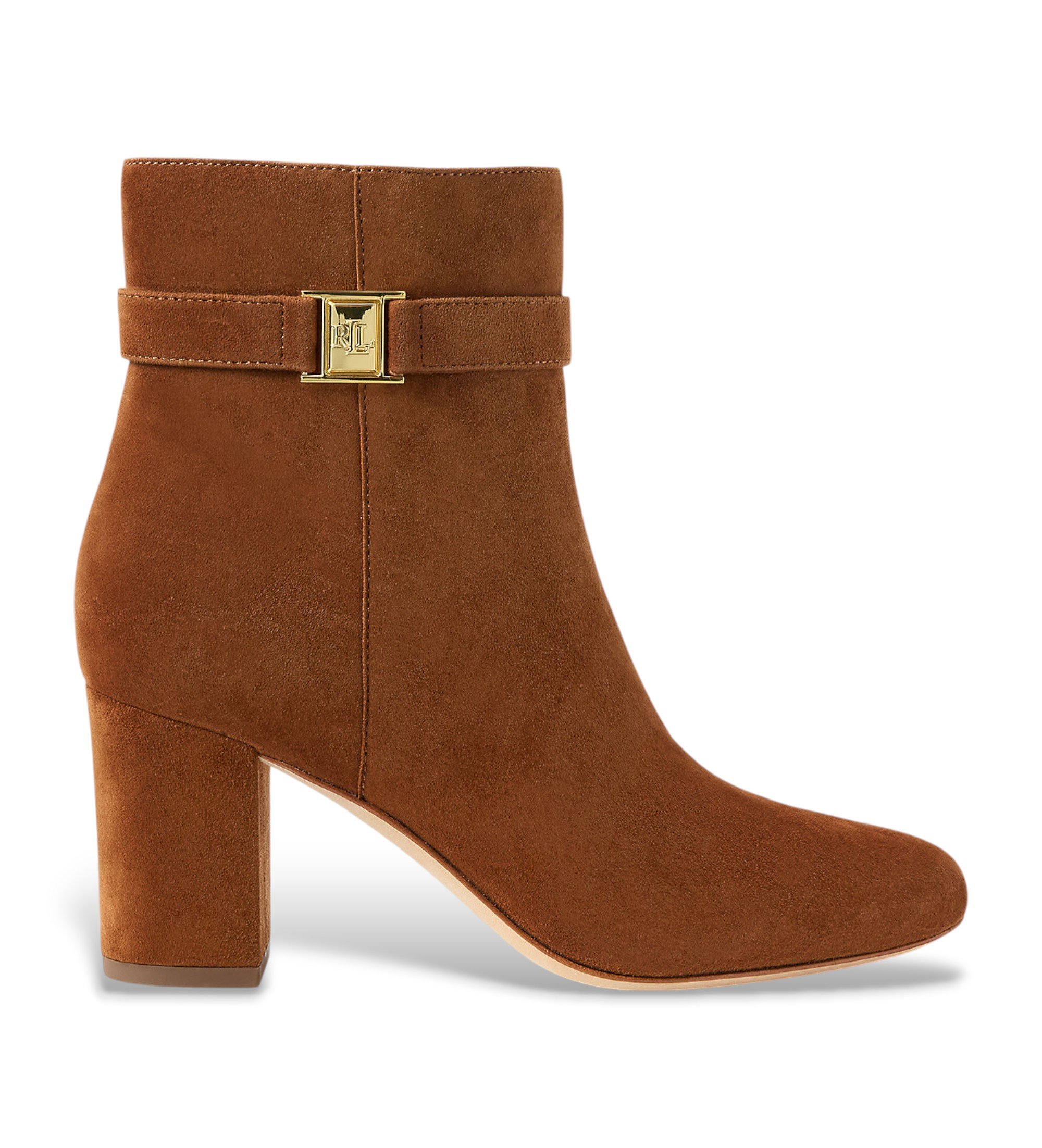 Lauren Ralph Lauren für Damen. 802967827002 Kelie braune Lederstiefeletten (35), 5 bis 8 cm, Reißverschluss, Lässig