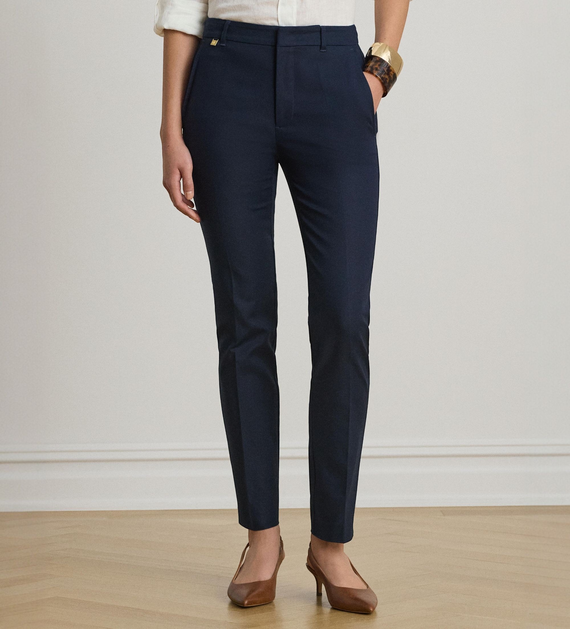 Lauren Ralph Laurenvoor vrouwen. 200811955003 Marineblauwe stretchbroek (10), Casual, Katoen