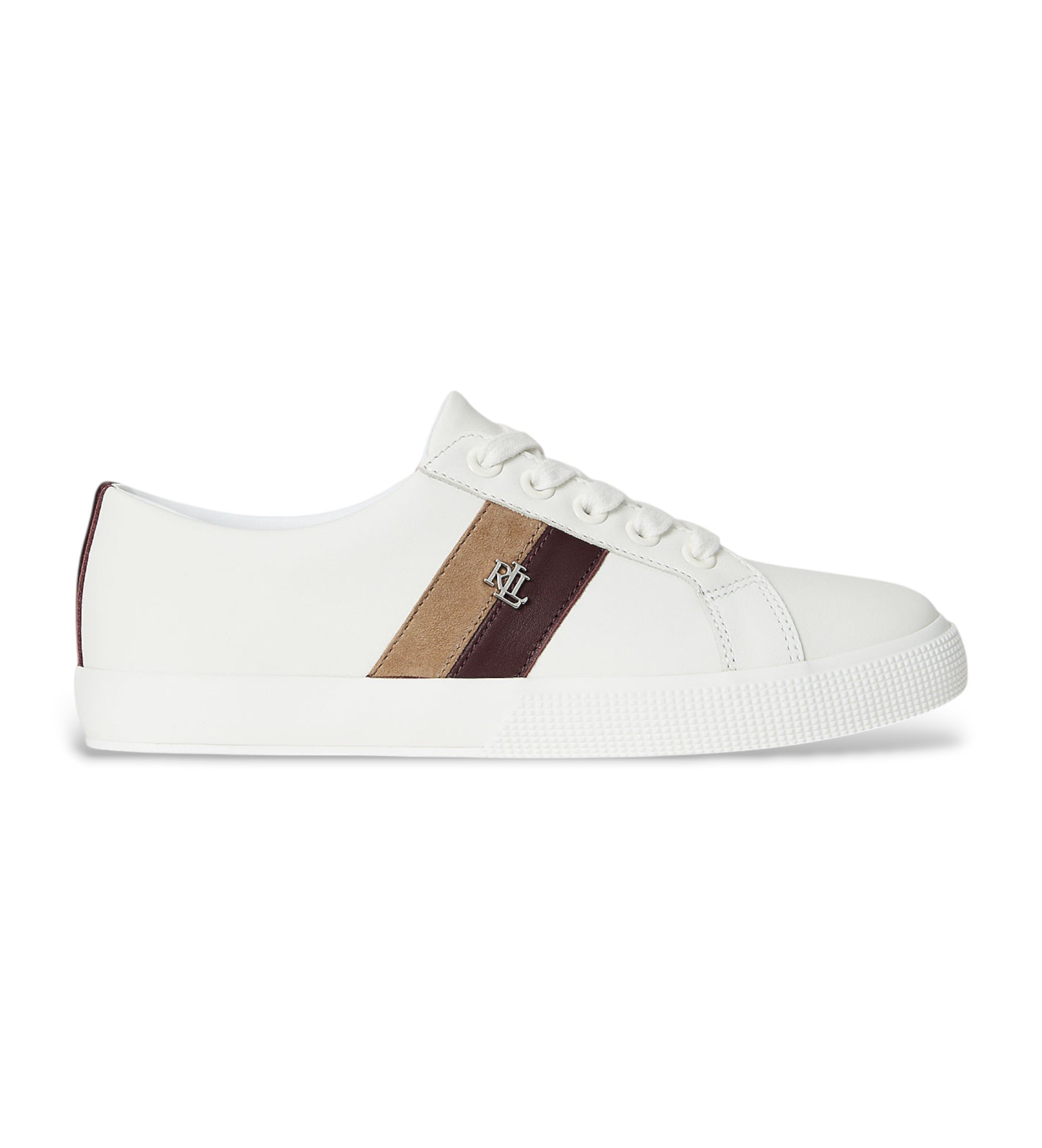 Lauren Ralph Lauren für Damen. 802979187003 Canvas Leder Turnschuhe weiß (39), Wohnung, Schnürsenkel, Lässig