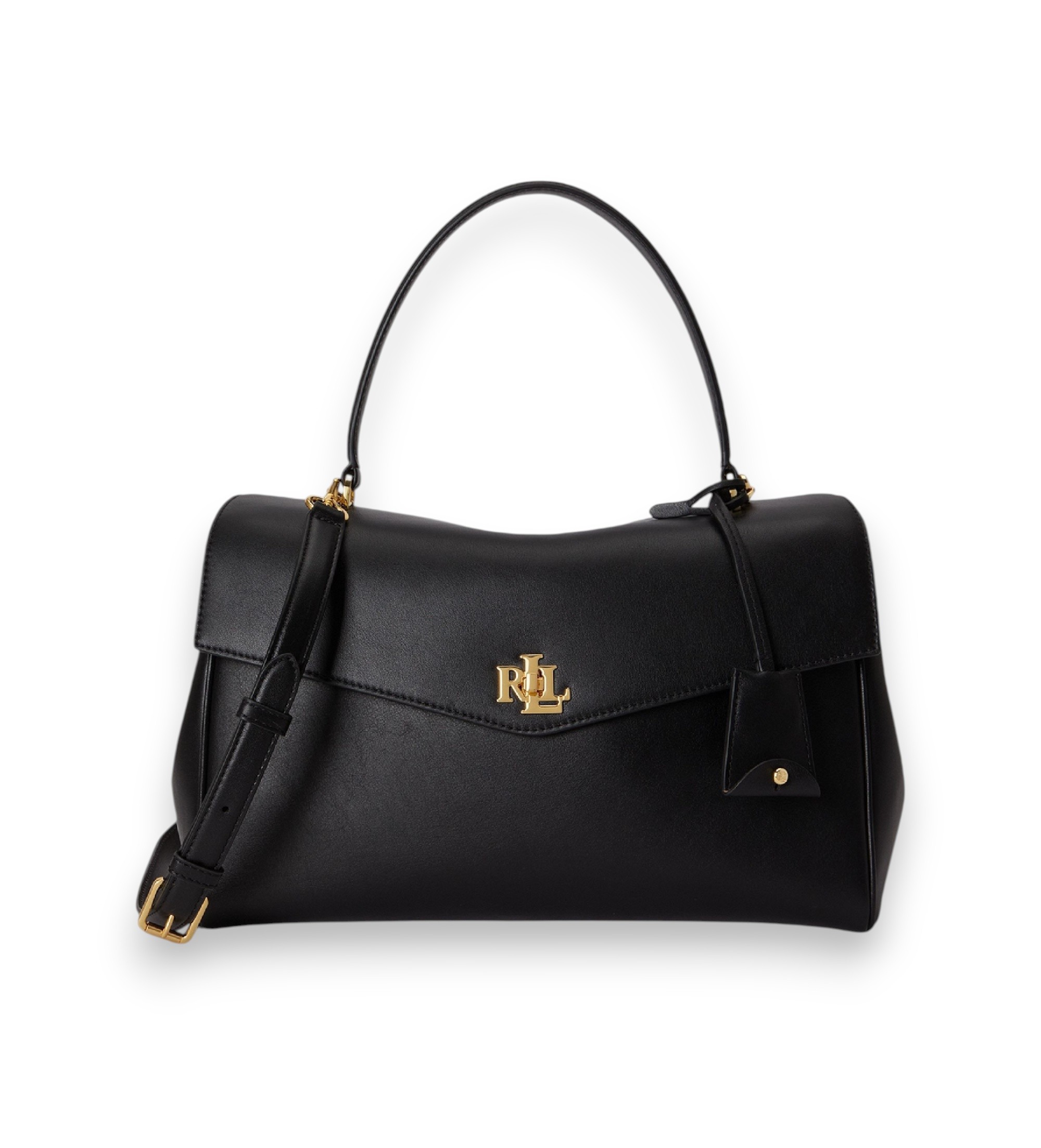 Lauren Ralph Lauren für Damen. 431P11738002 Kleine Farrah Satchel-Tasche aus schwarzem Nappaleder (OSFA), Lässig